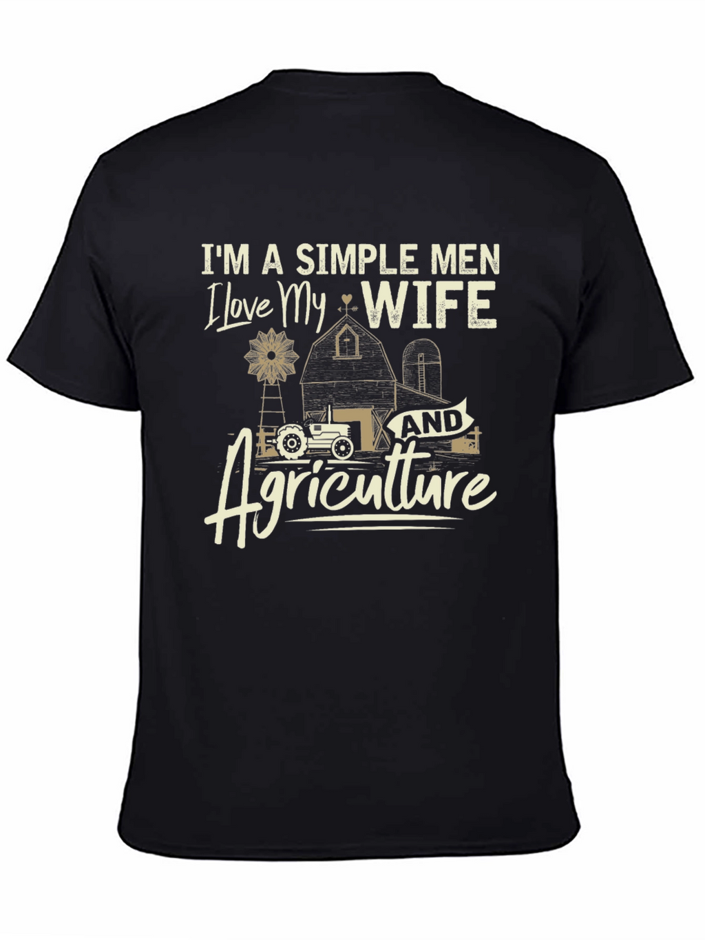 Simple Men Love Wife & Agriculture Black T-Shirt