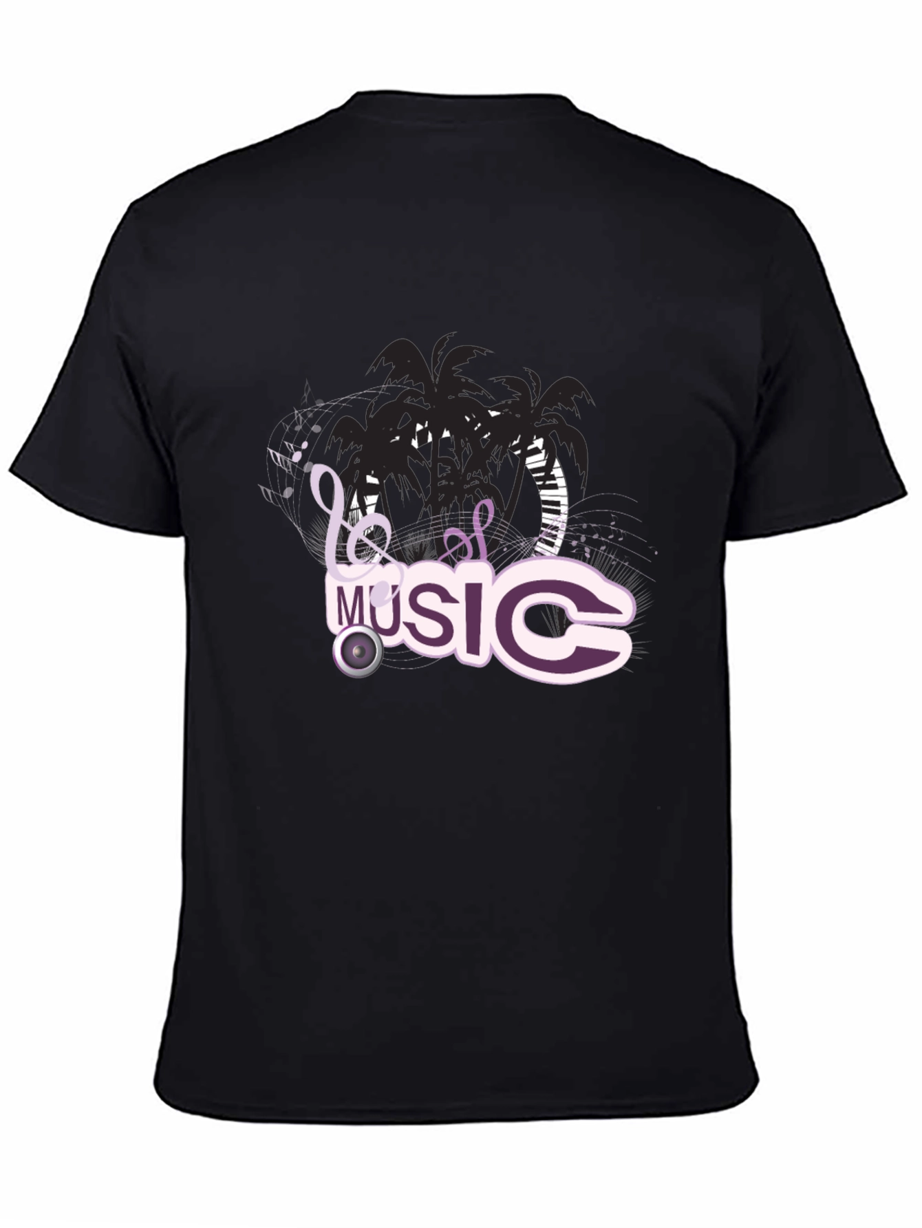 Black T-Shirt with Music Design