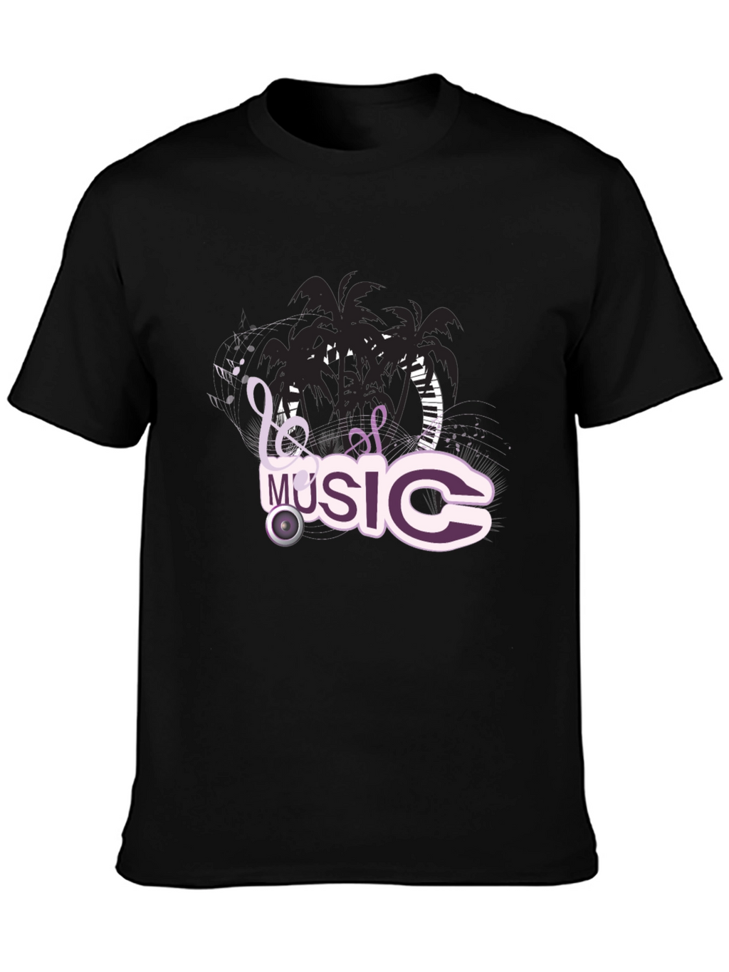 Black T-Shirt with Music Design