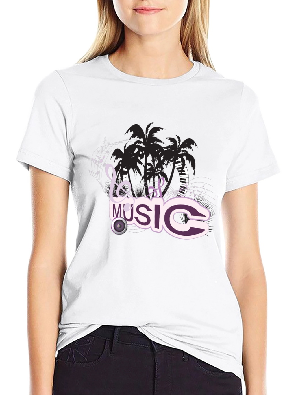 Black T-Shirt with Music Design