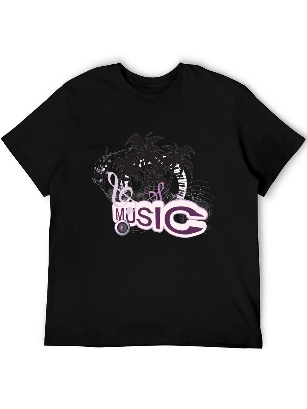 Black T-Shirt with Music Design