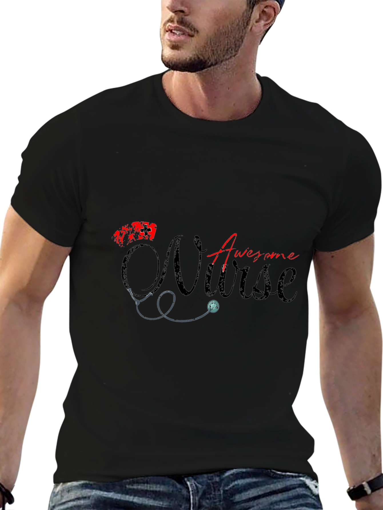 Awesome Nurse Graphic T-Shirt - Black