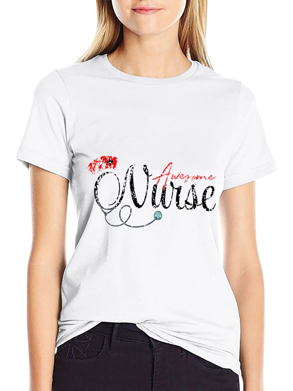 Awesome Nurse Graphic T-Shirt - Black