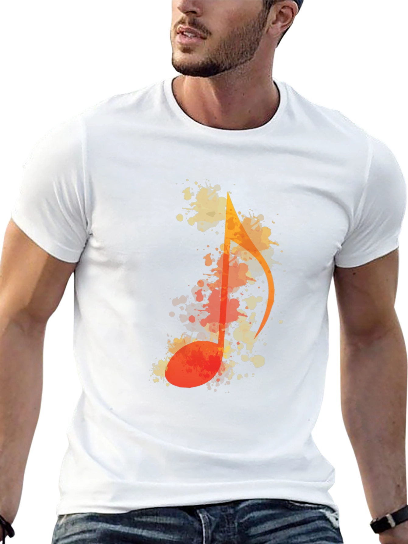 Music Note Watercolor Graphic Tee - Black