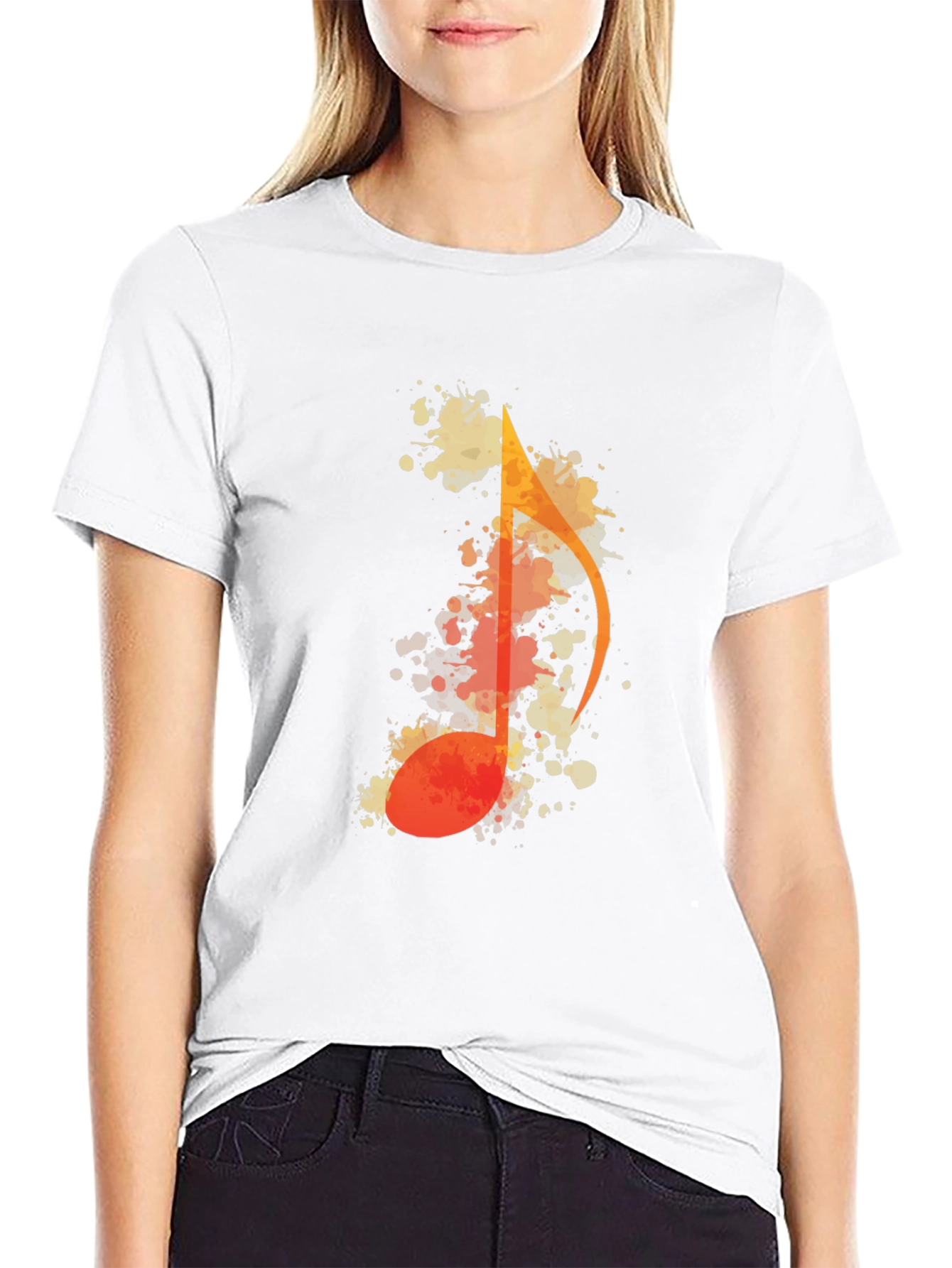 Music Note Watercolor Graphic Tee - Black