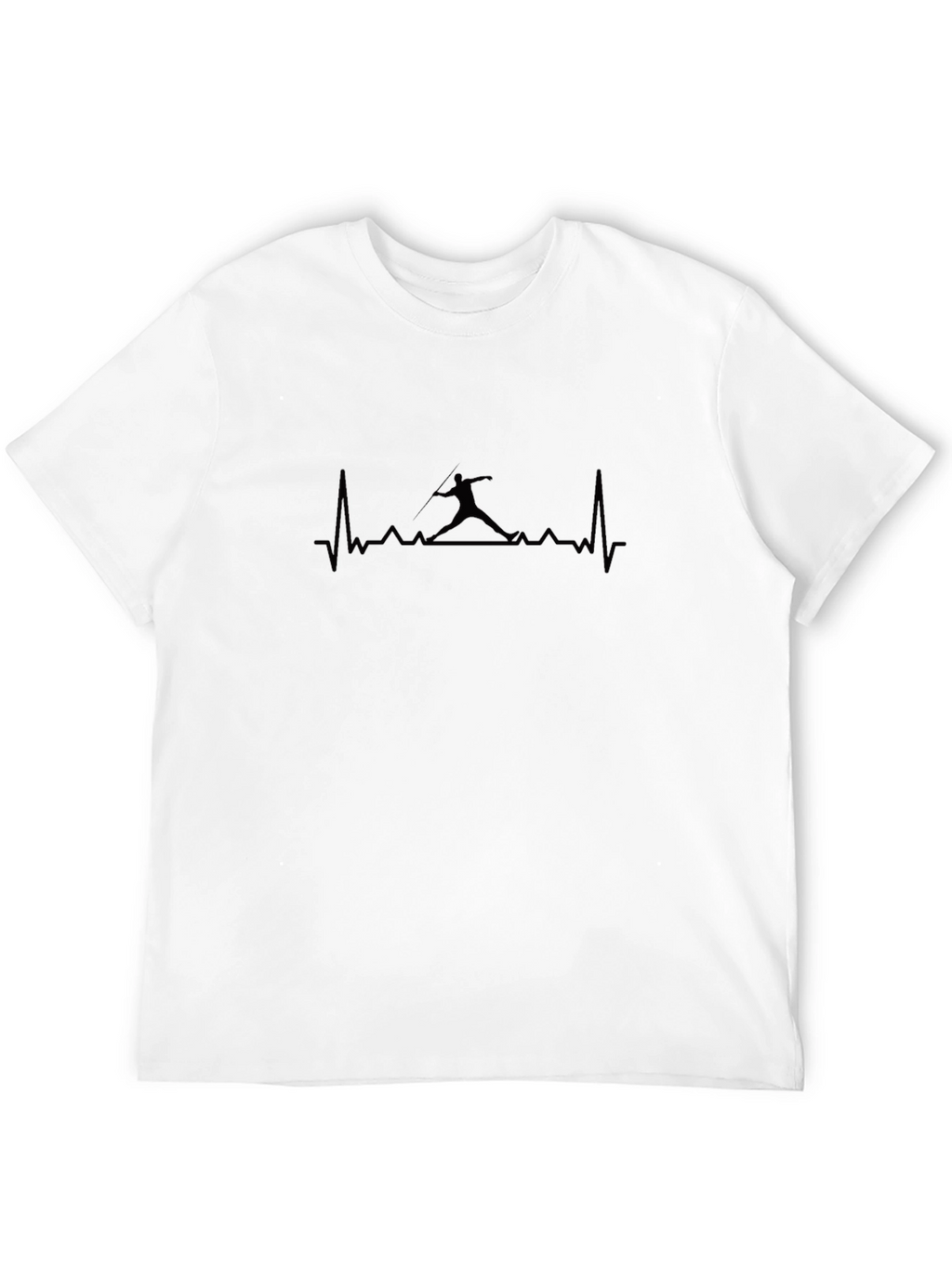 Mens Black Javelin Thrower Heartbeat T-Shirt
