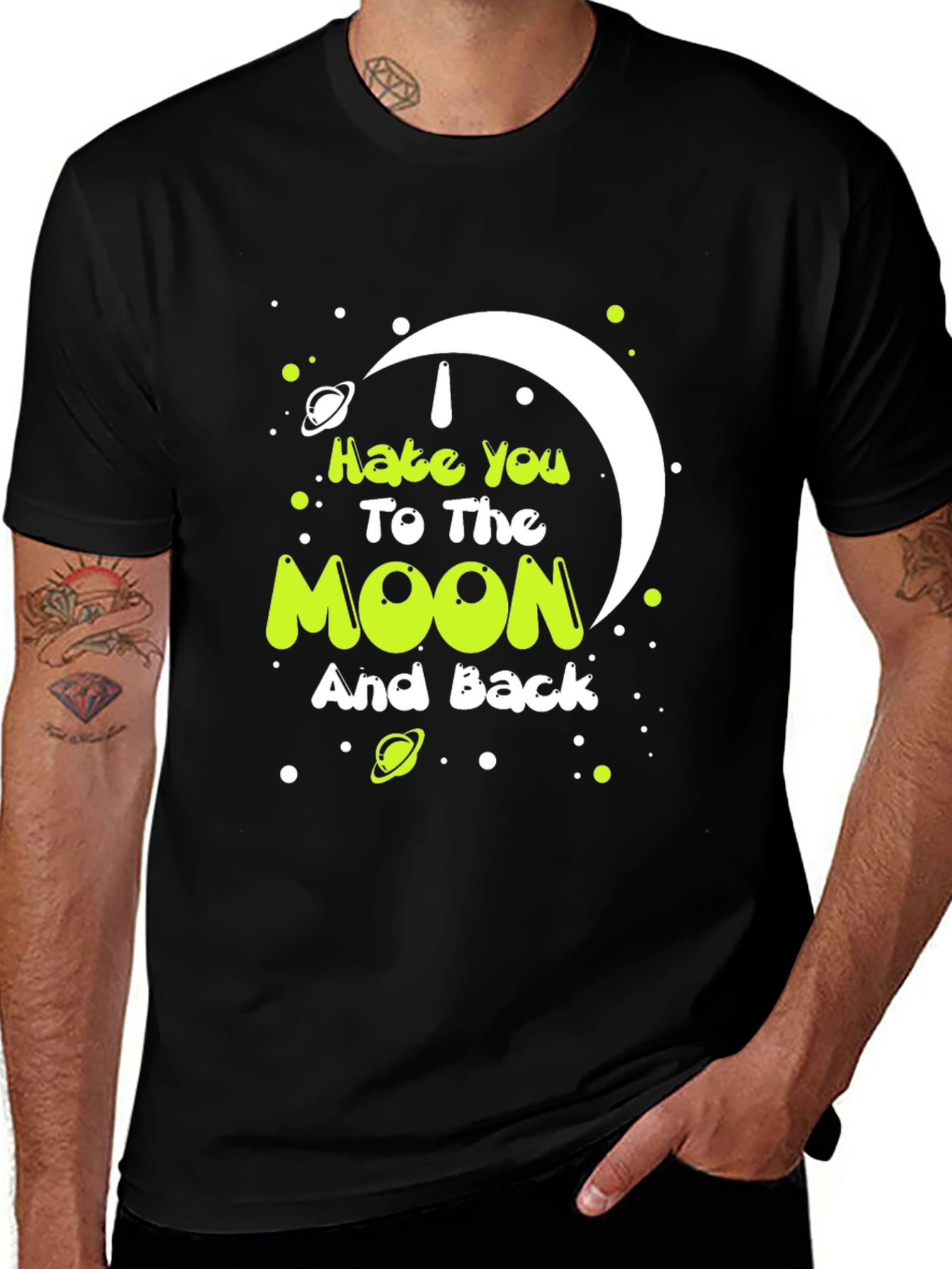 I Hate You To The Moon Graphic Tee - Black