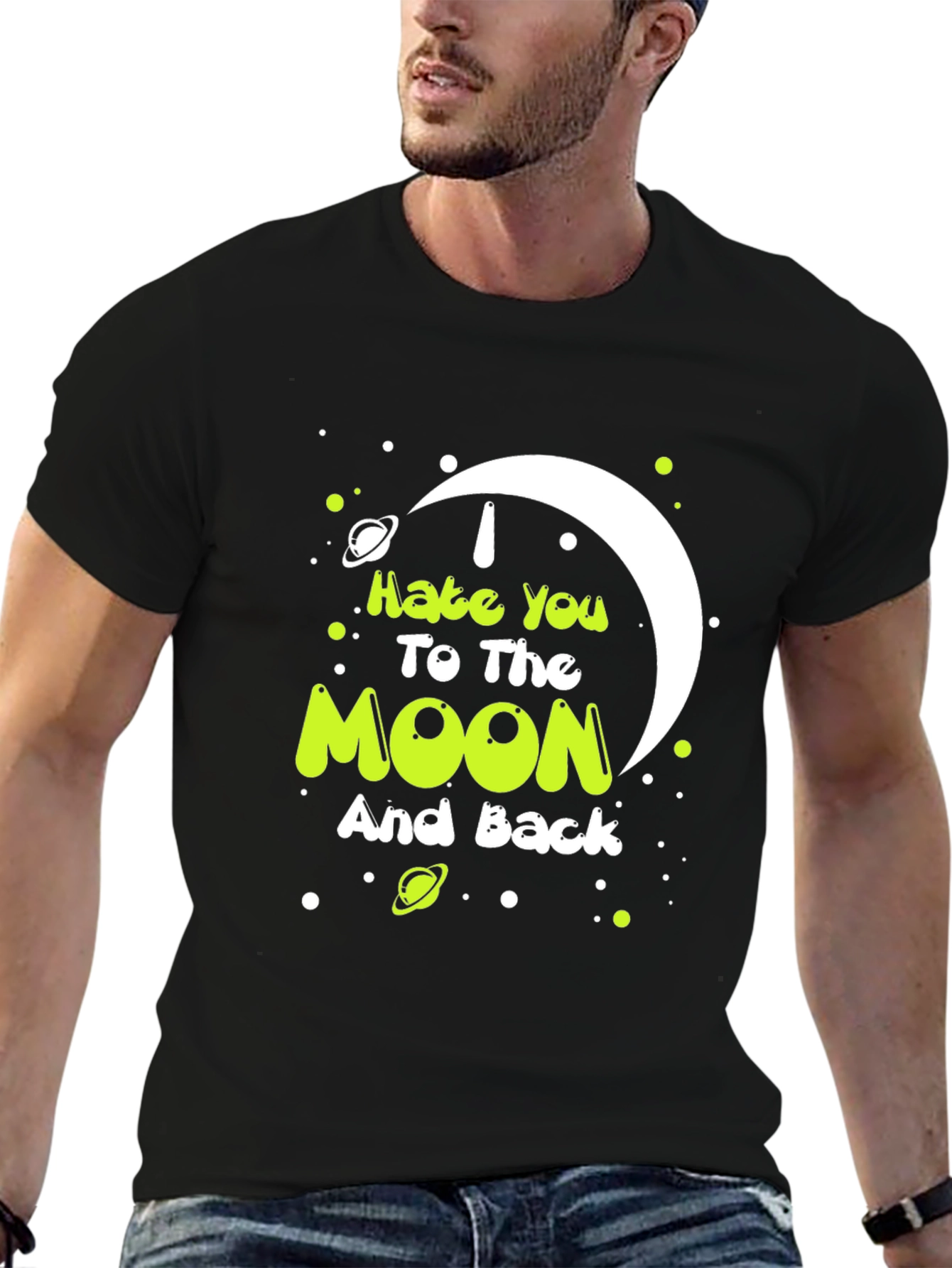 I Hate You To The Moon Graphic Tee - Black