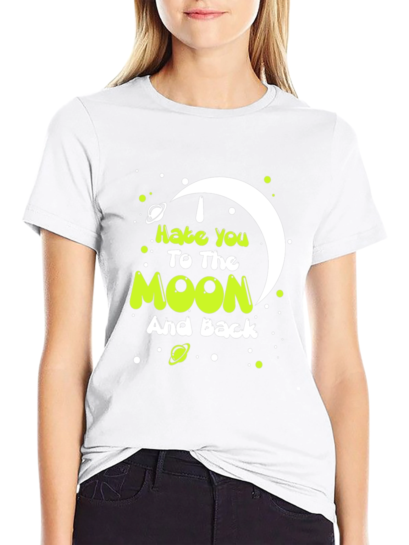 I Hate You To The Moon Graphic Tee - Black