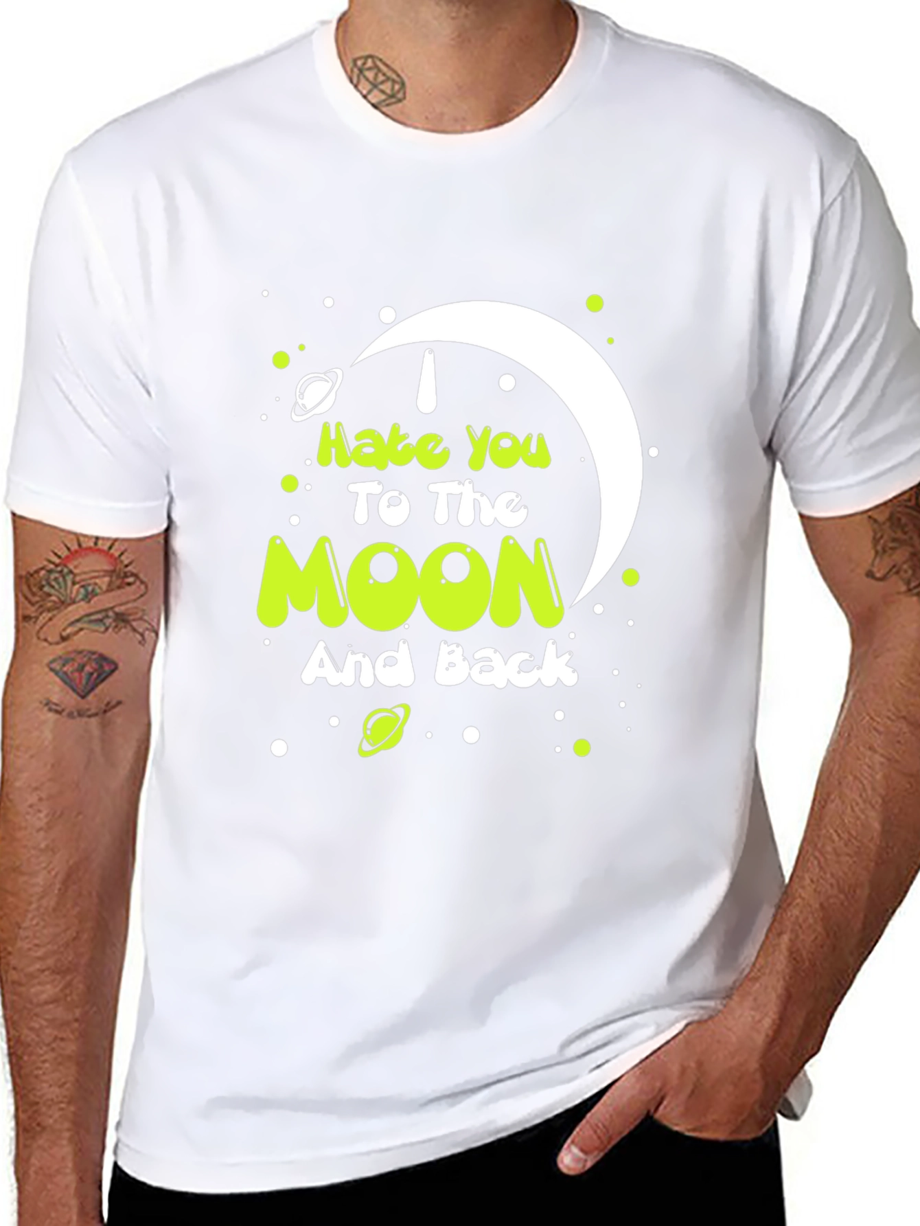 I Hate You To The Moon Graphic Tee - Black
