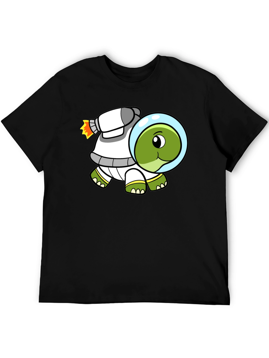 Space Turtle T-Shirt - Black Cotton Crew Neck
