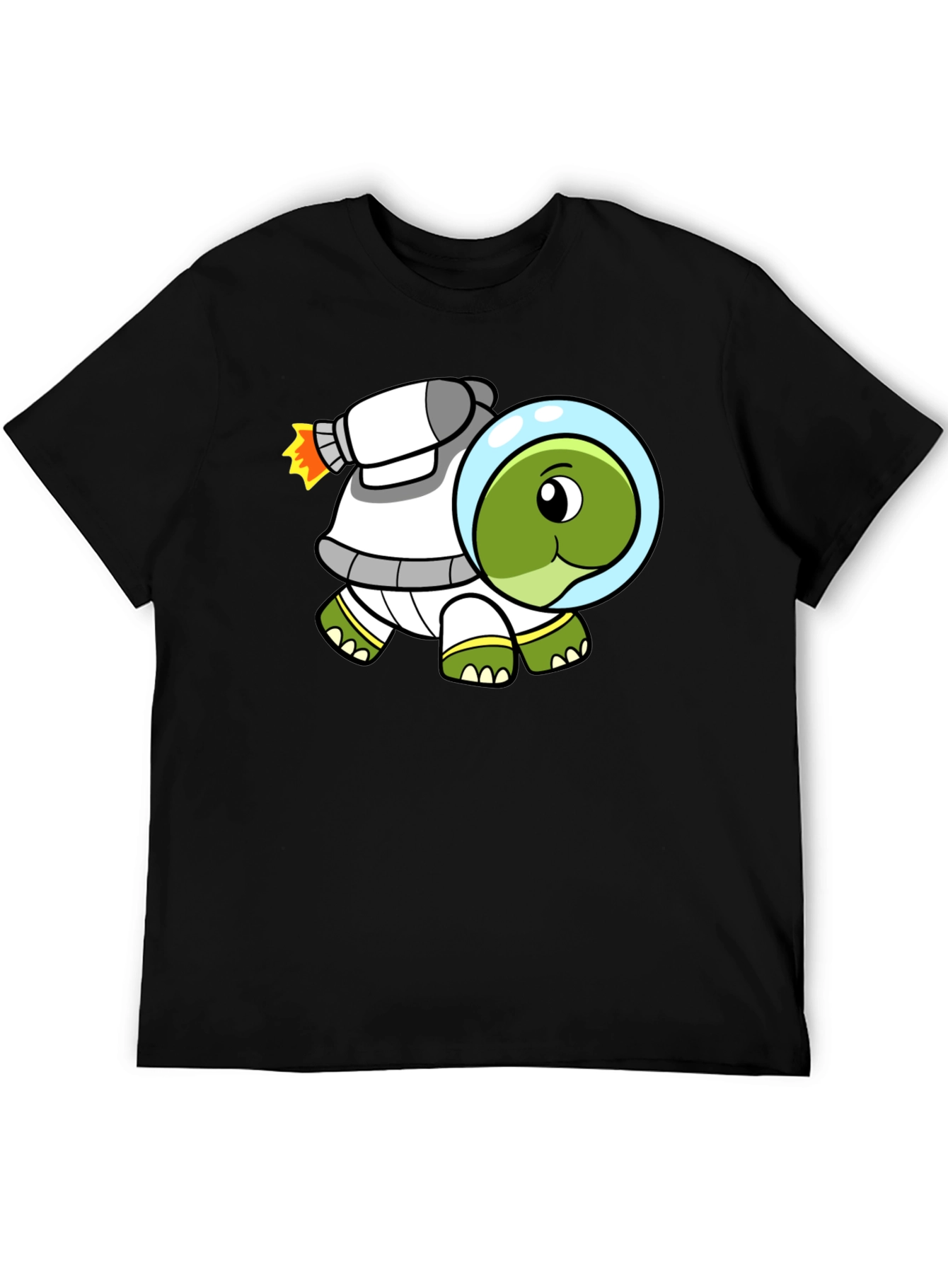 Space Turtle T-Shirt - Black Cotton Crew Neck
