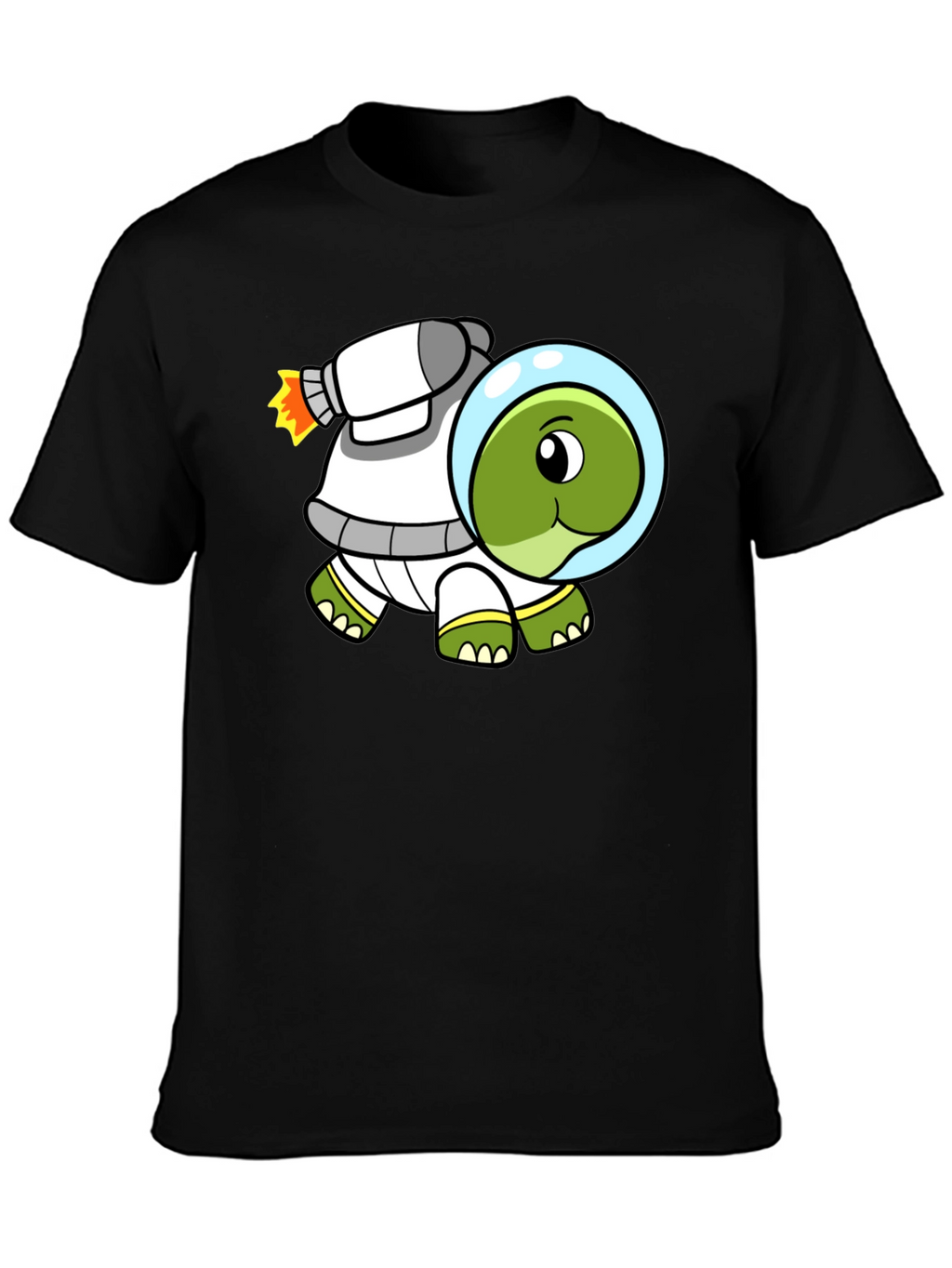 Space Turtle T-Shirt - Black Cotton Crew Neck