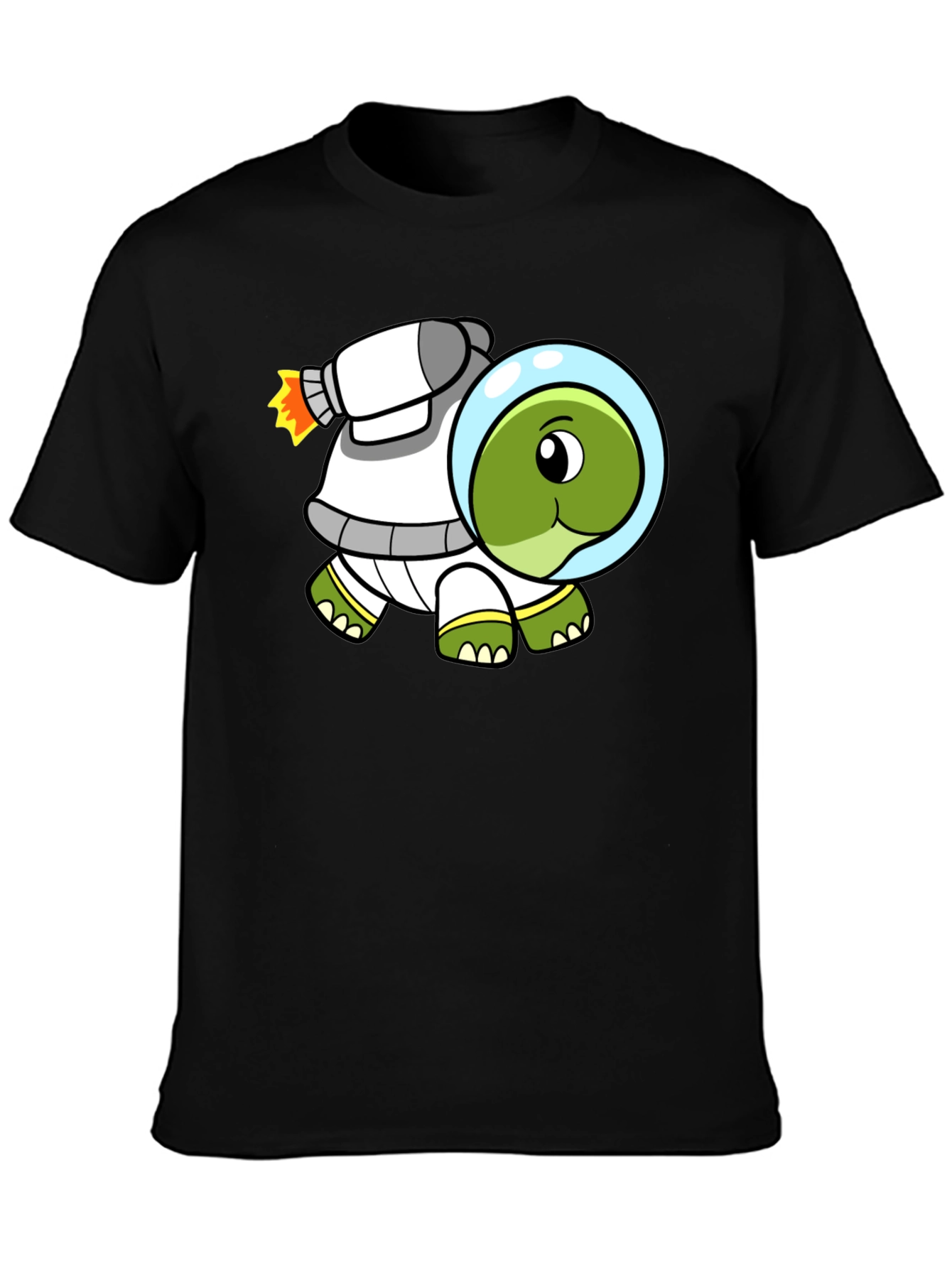 Space Turtle T-Shirt - Black Cotton Crew Neck