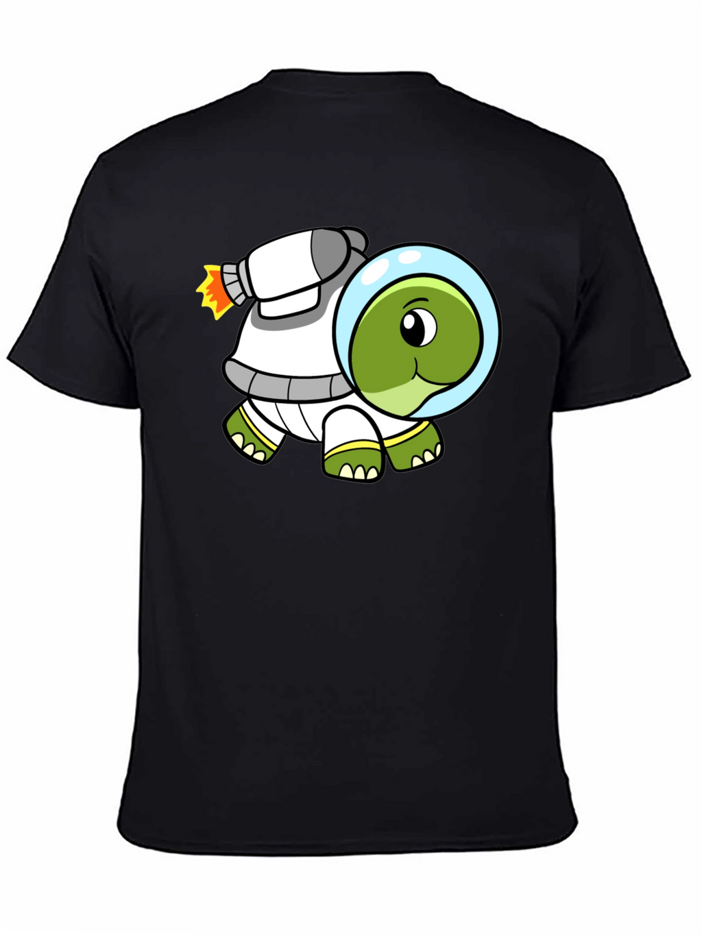 Space Turtle T-Shirt - Black Cotton Crew Neck