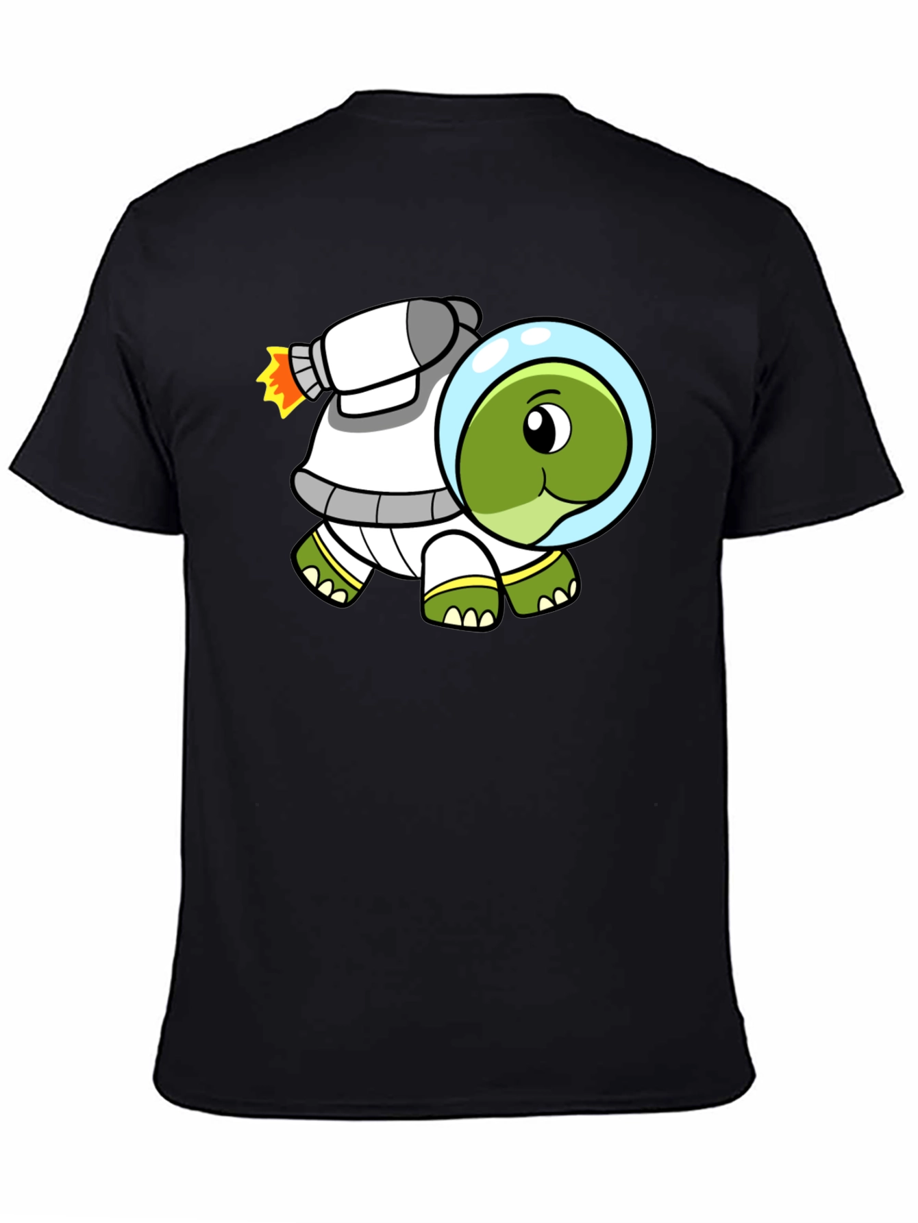 Space Turtle T-Shirt - Black Cotton Crew Neck