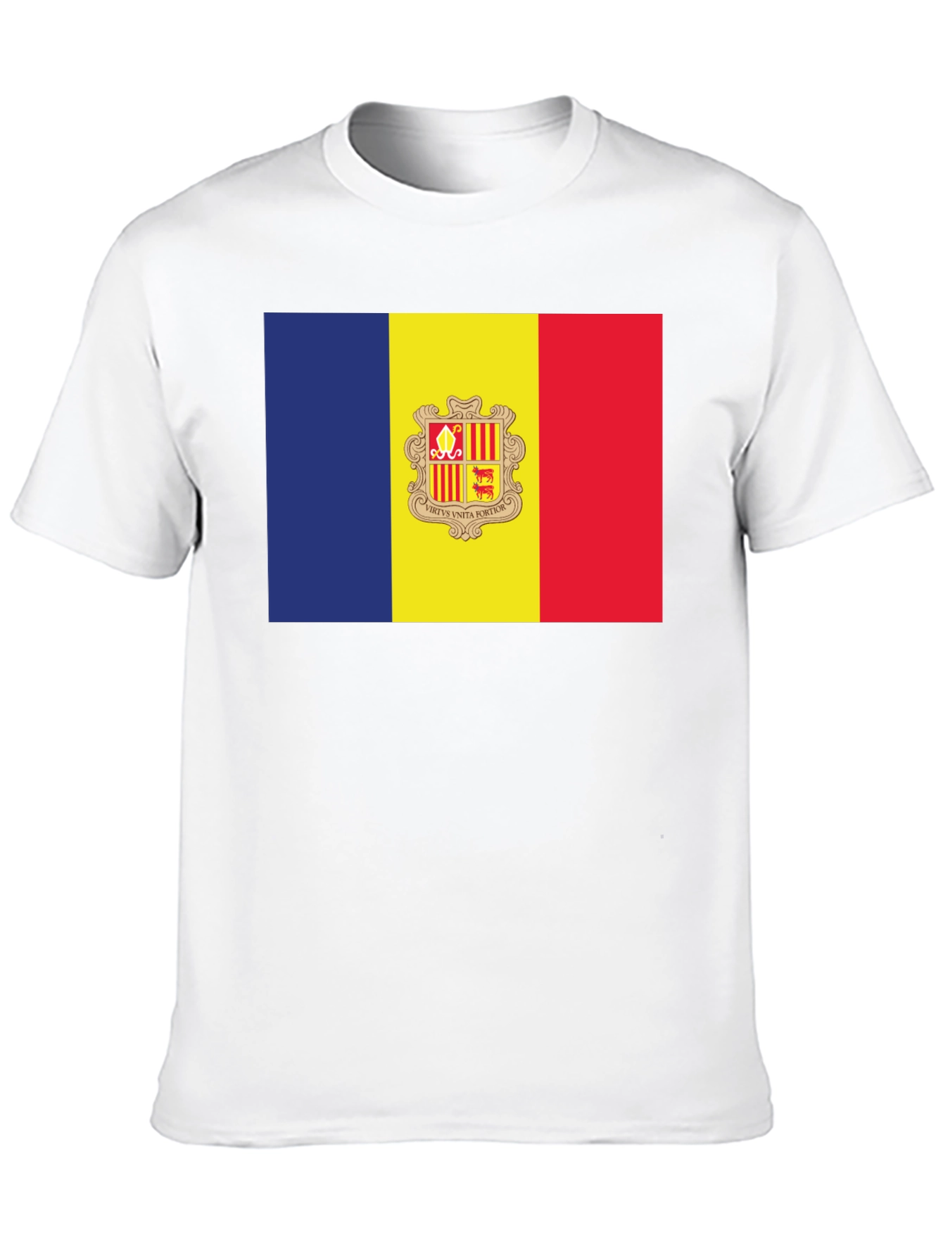 Andorra Flag T-Shirt - Black Crew Neck Short Sleeve
