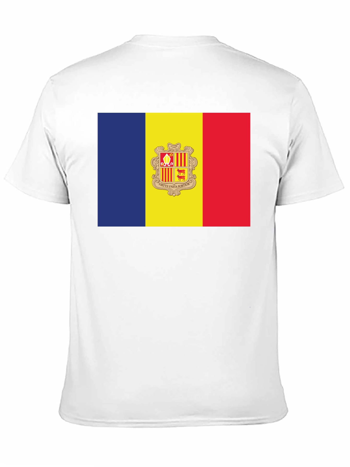 Andorra Flag T-Shirt - Black Crew Neck Short Sleeve