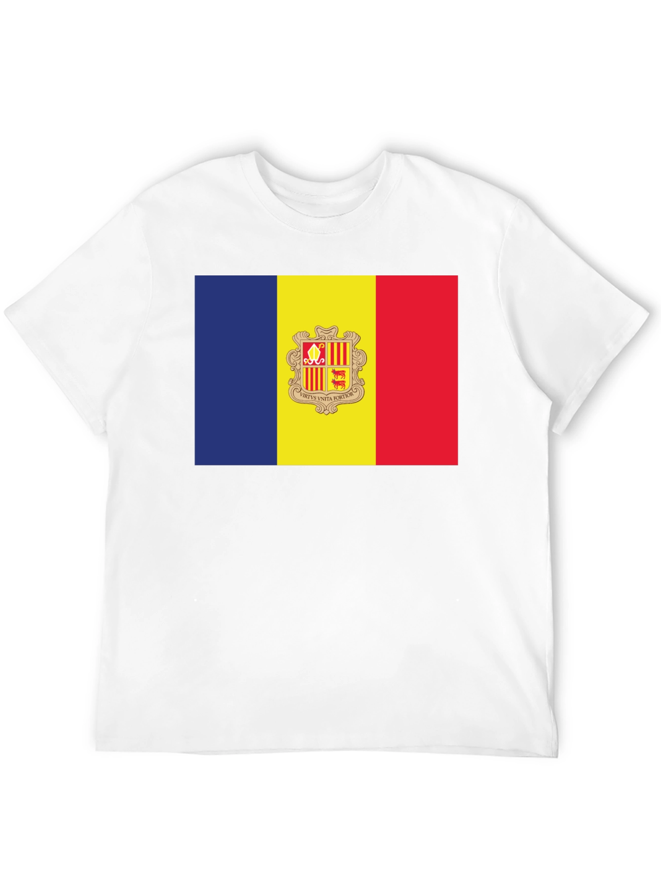 Andorra Flag T-Shirt - Black Crew Neck Short Sleeve