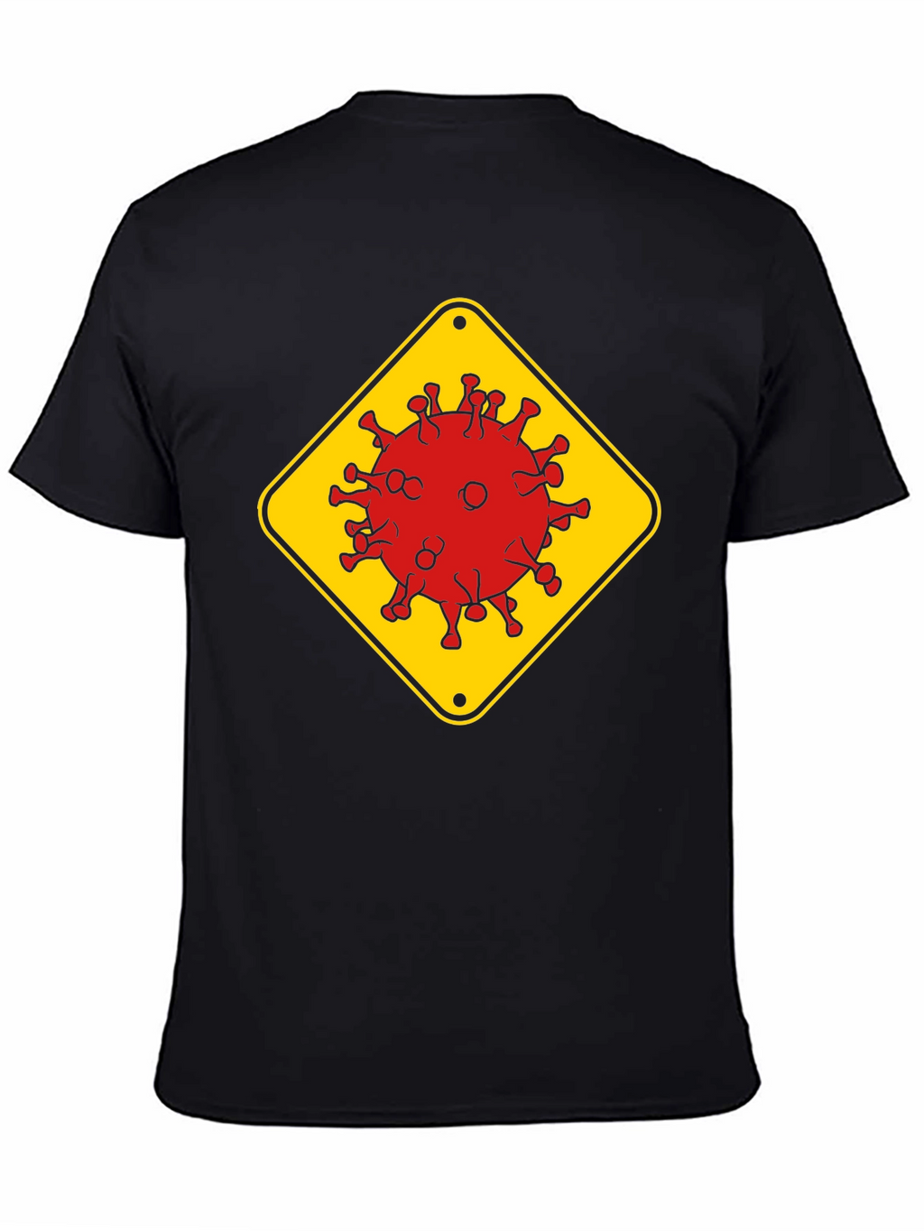 Caution Virus Graphic Tee - Black Cotton T-Shirt