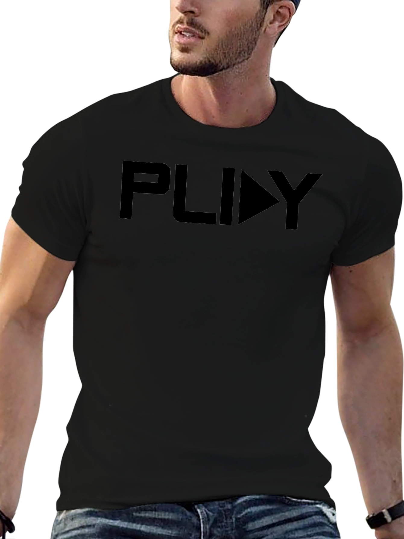 Mens Black PLAY Graphic Tee
