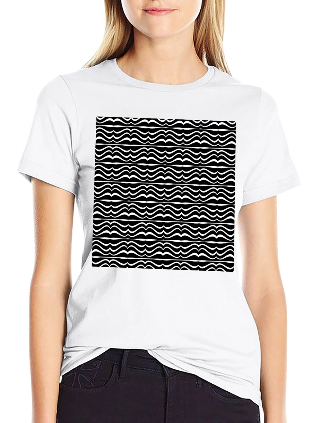 Wave Pattern Black T-Shirt