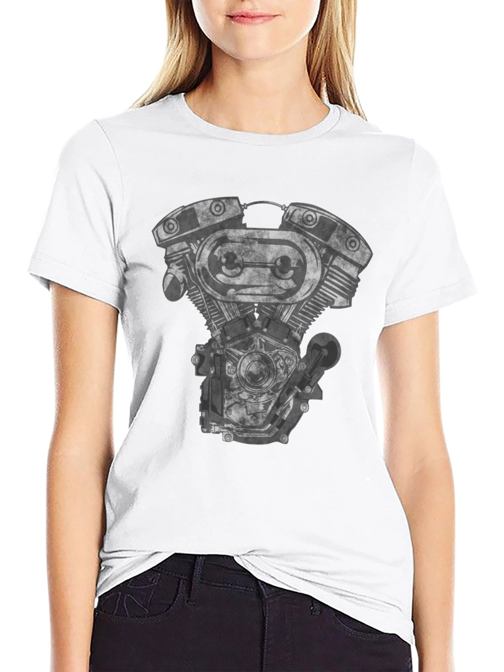 Motorcycle Engine Graphic Black T-Shirt