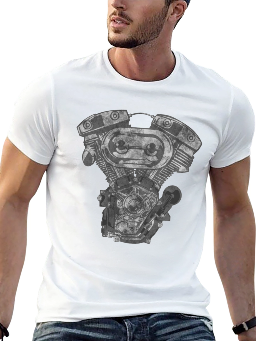Motorcycle Engine Graphic Black T-Shirt