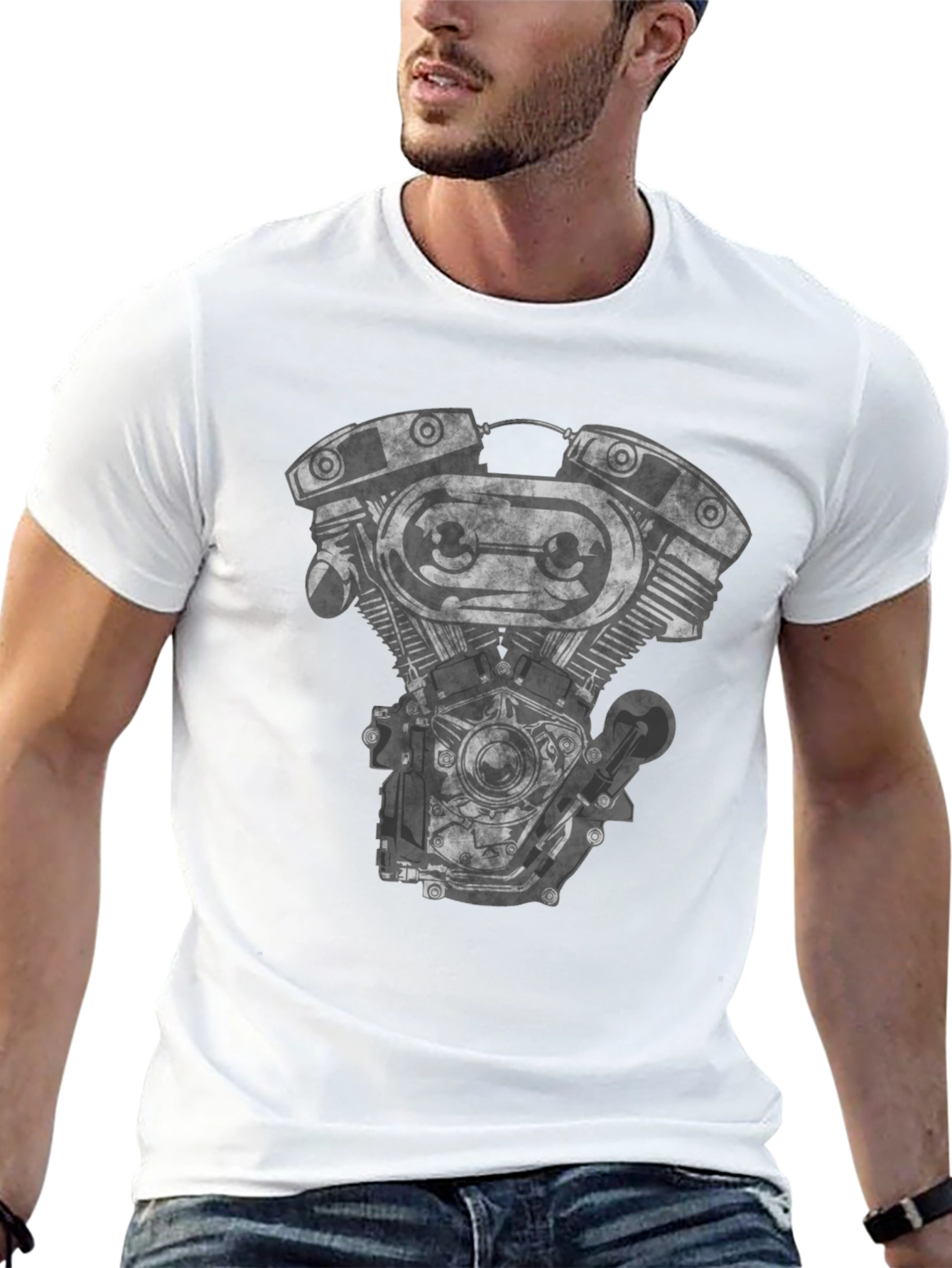 Motorcycle Engine Graphic Black T-Shirt