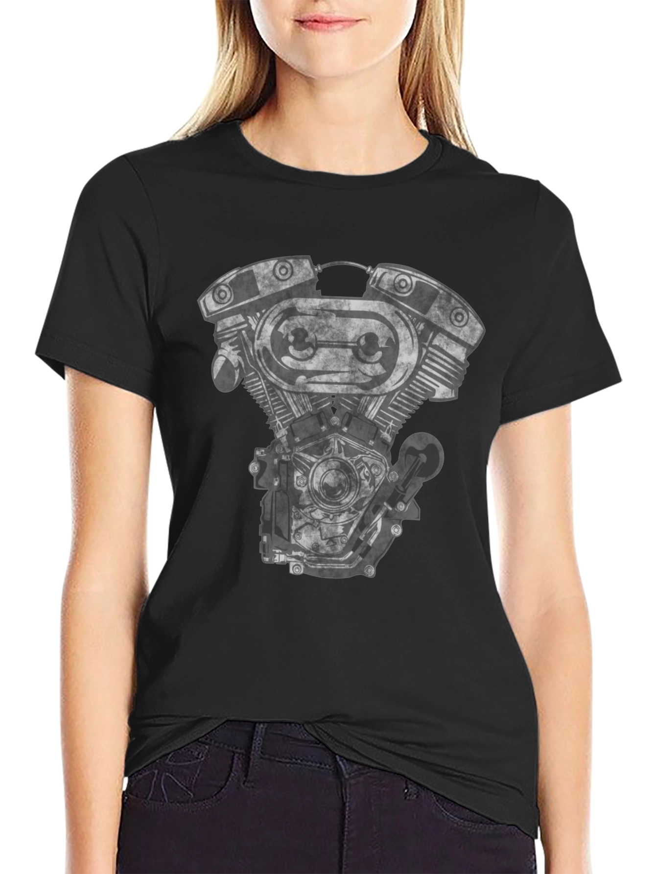 Motorcycle Engine Graphic Black T-Shirt