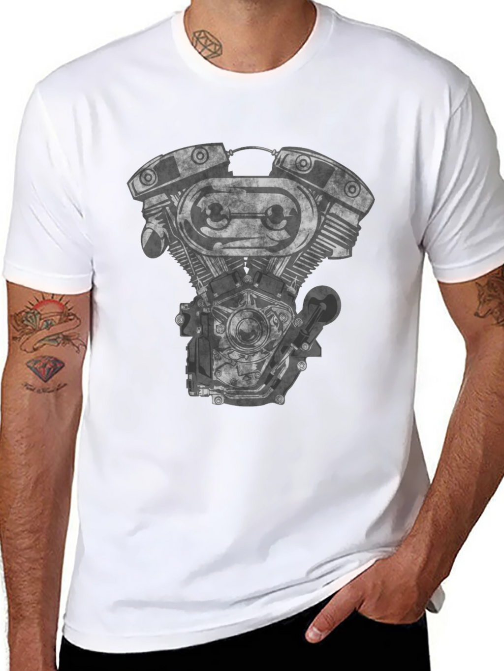 Motorcycle Engine Graphic Black T-Shirt