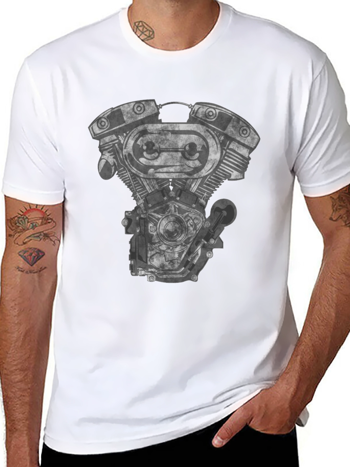 Motorcycle Engine Graphic Black T-Shirt