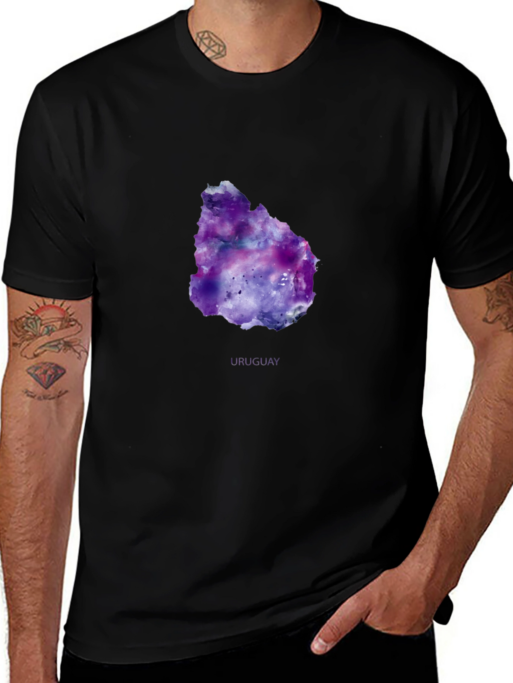 Uruguay Galaxy Map T-Shirt - Black