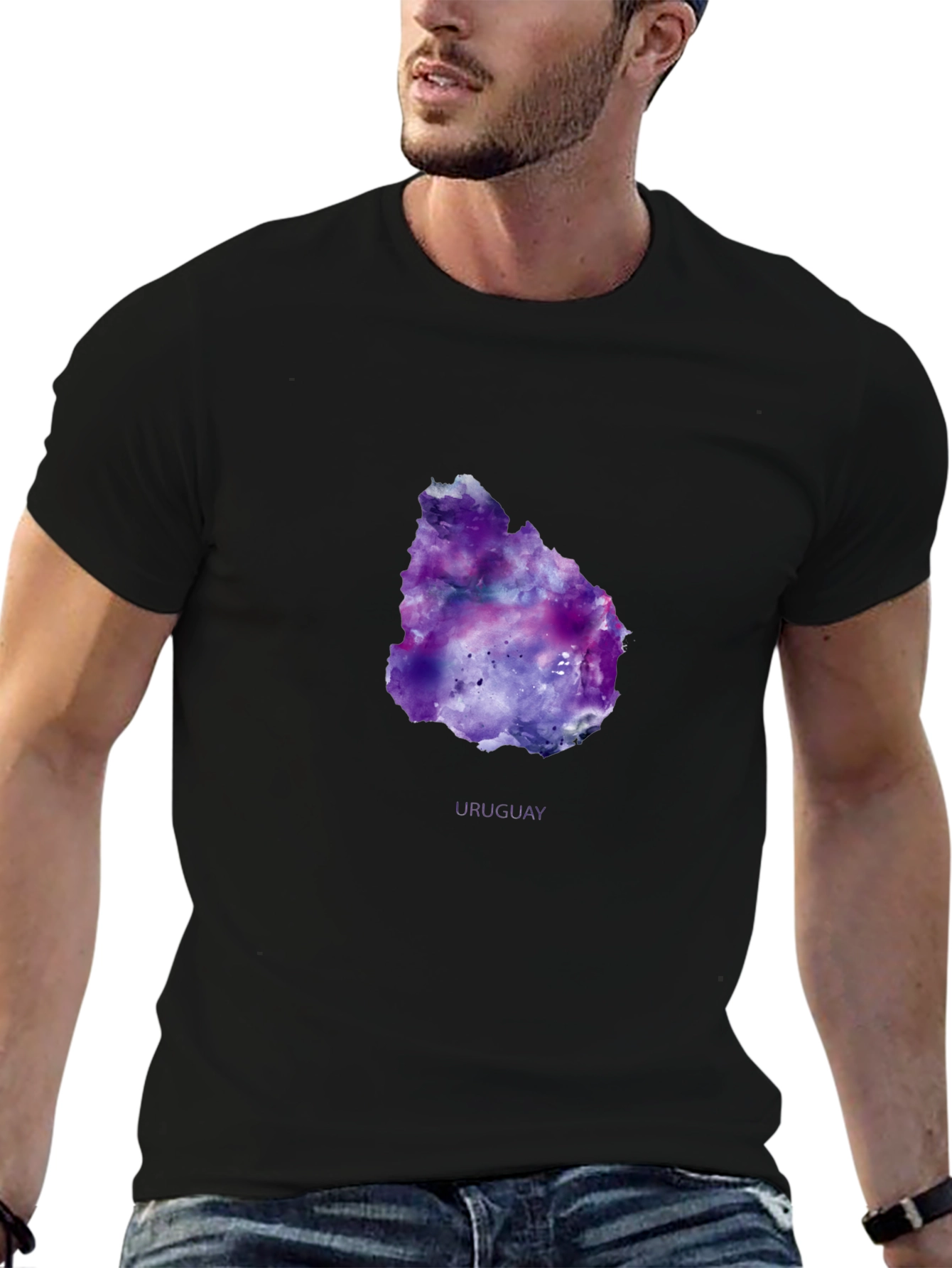 Uruguay Galaxy Map T-Shirt - Black