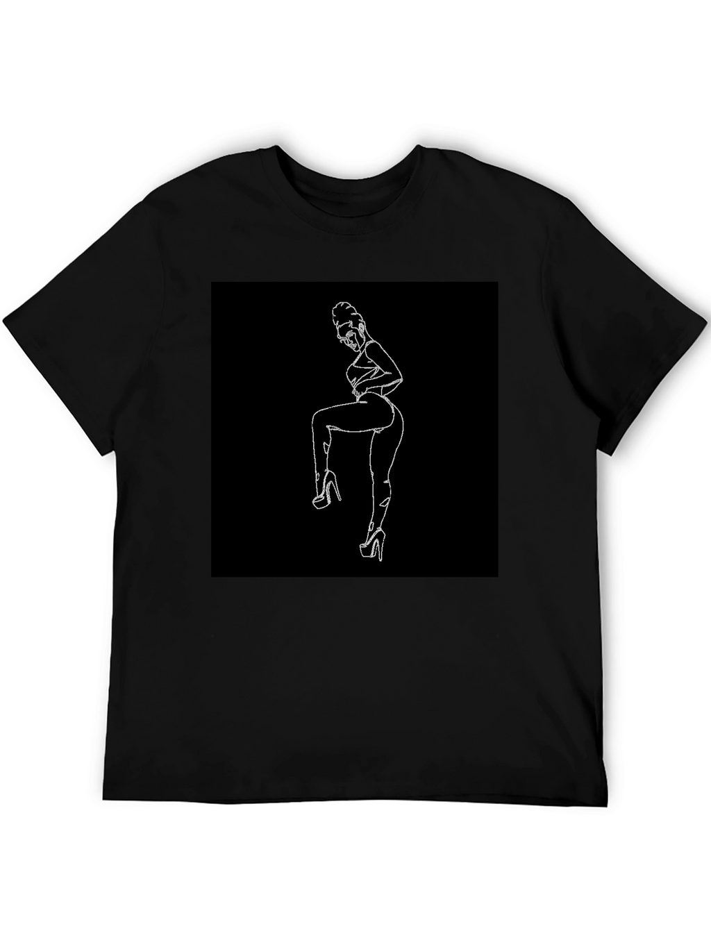Line Art Graphic Black Tee
