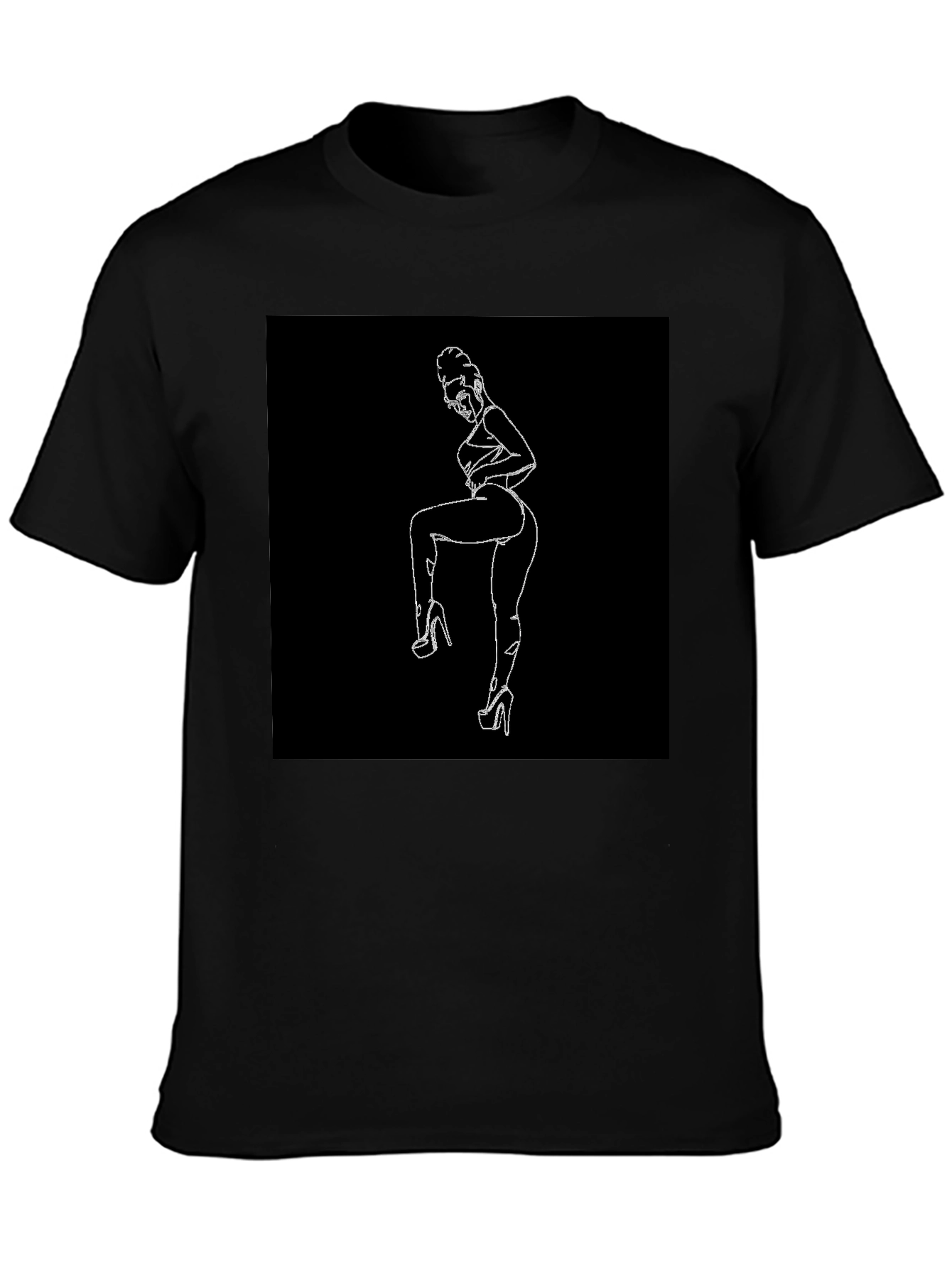 Line Art Graphic Black Tee