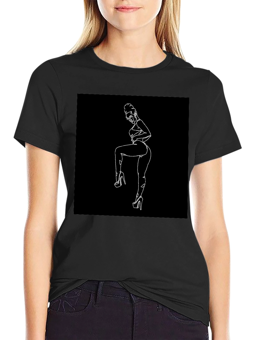 Line Art Graphic Black Tee