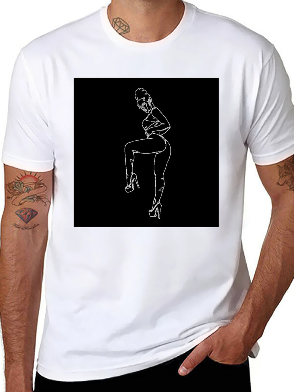Line Art Graphic Black Tee