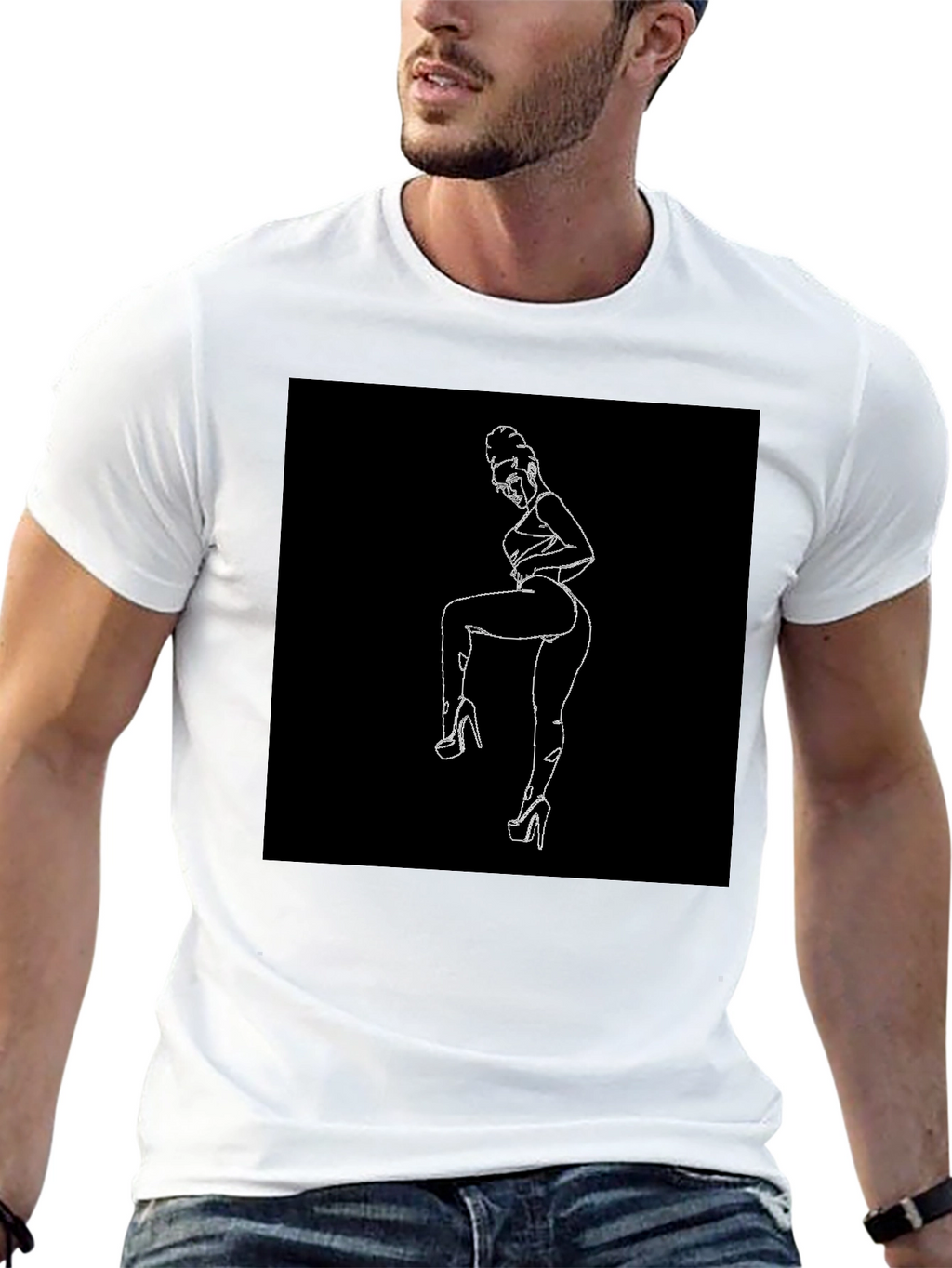Line Art Graphic Black Tee