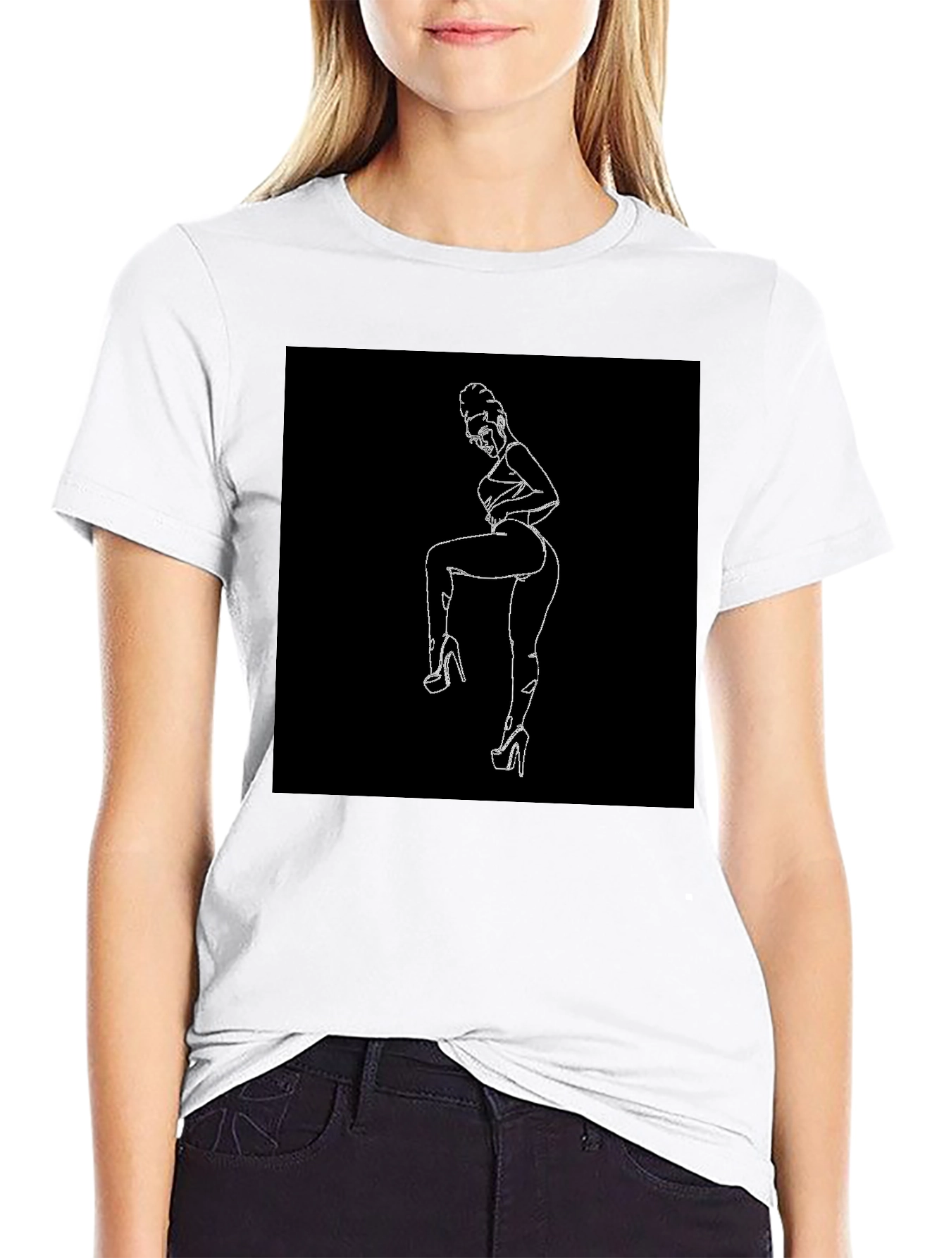 Line Art Graphic Black Tee