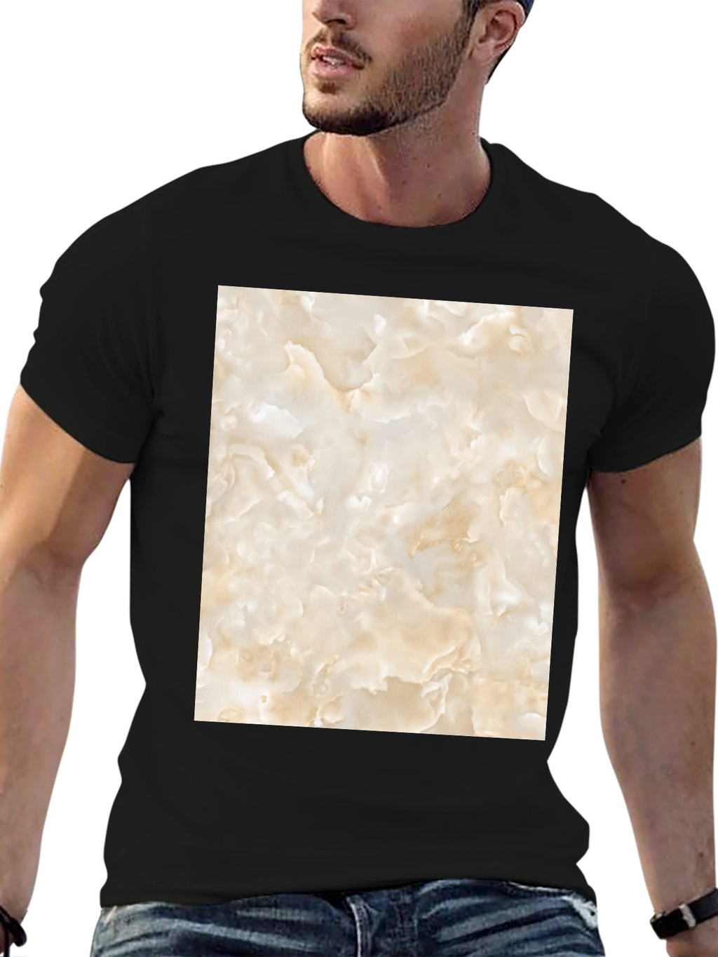 Unique Marble Graphic T-Shirt - Black Casual Tee
