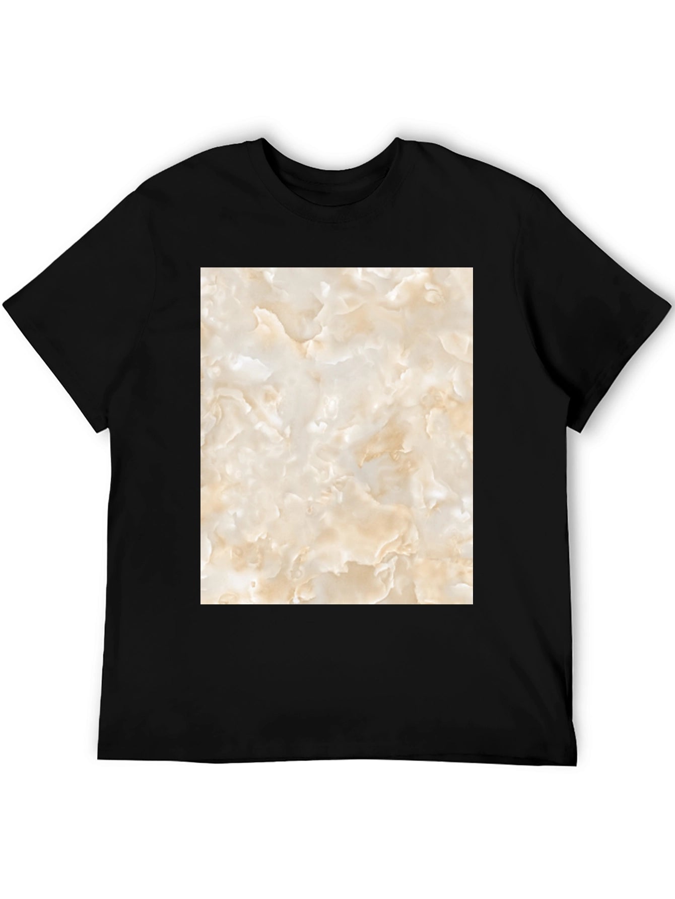 Unique Marble Graphic T-Shirt - Black Casual Tee