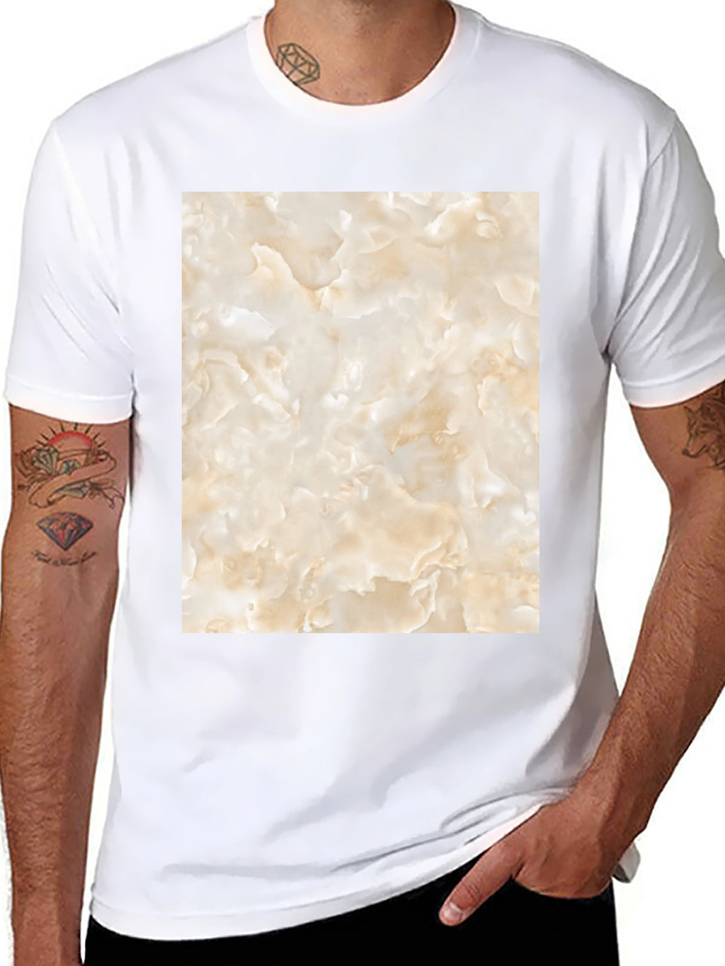 Unique Marble Graphic T-Shirt - Black Casual Tee