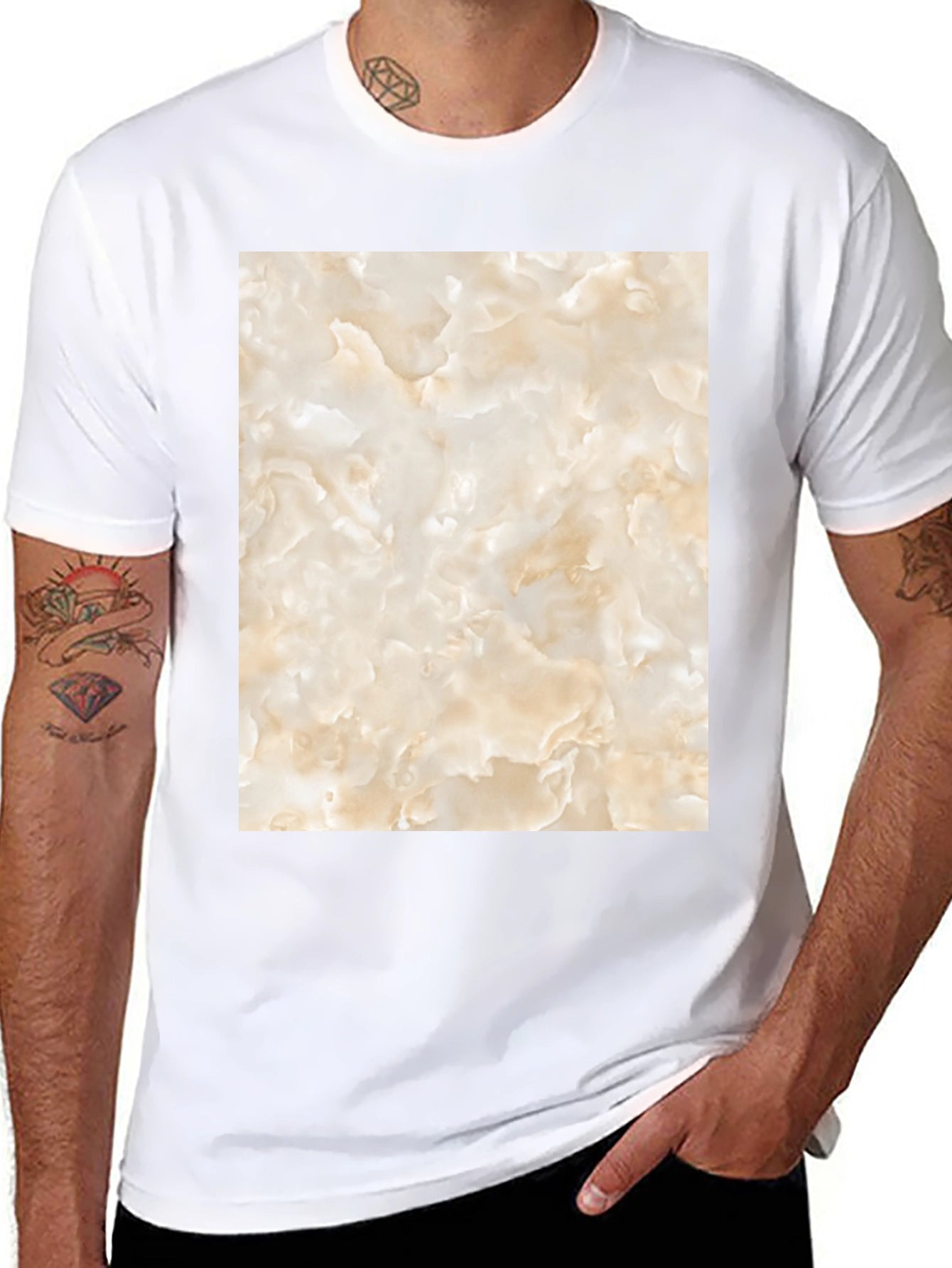 Unique Marble Graphic T-Shirt - Black Casual Tee