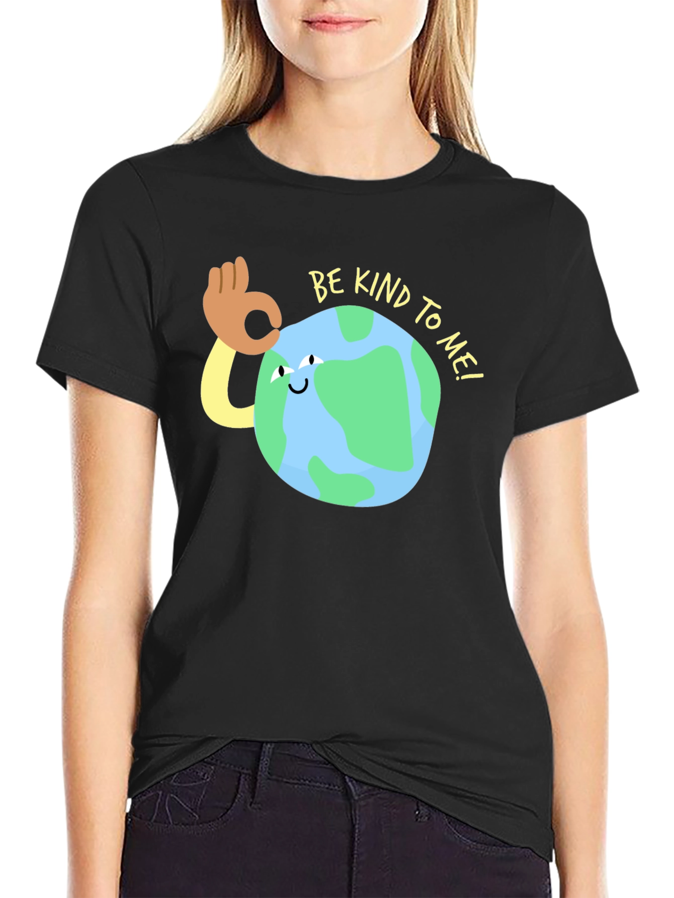 Be Kind To Me Earth Graphic Tee - Black