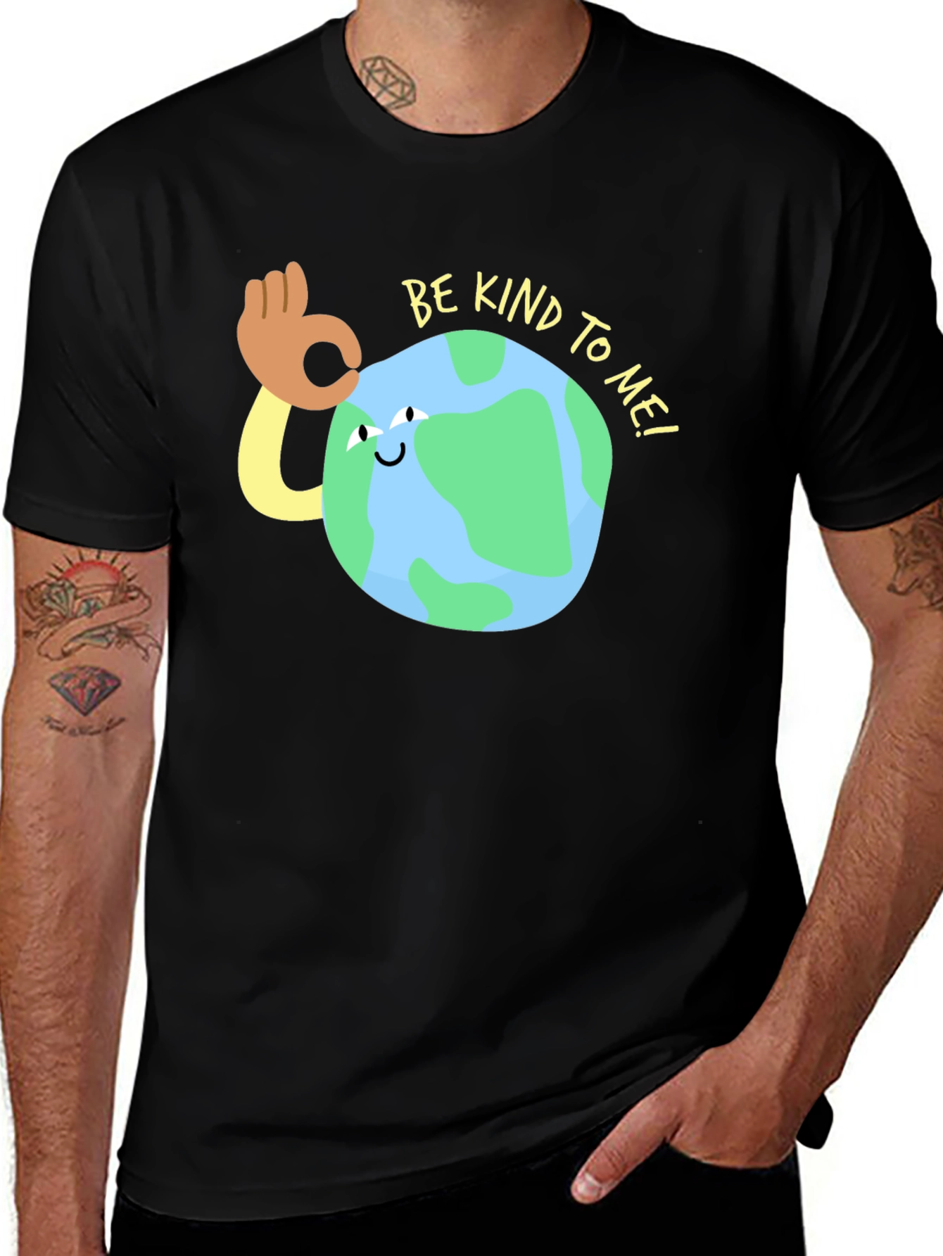 Be Kind To Me Earth Graphic Tee - Black