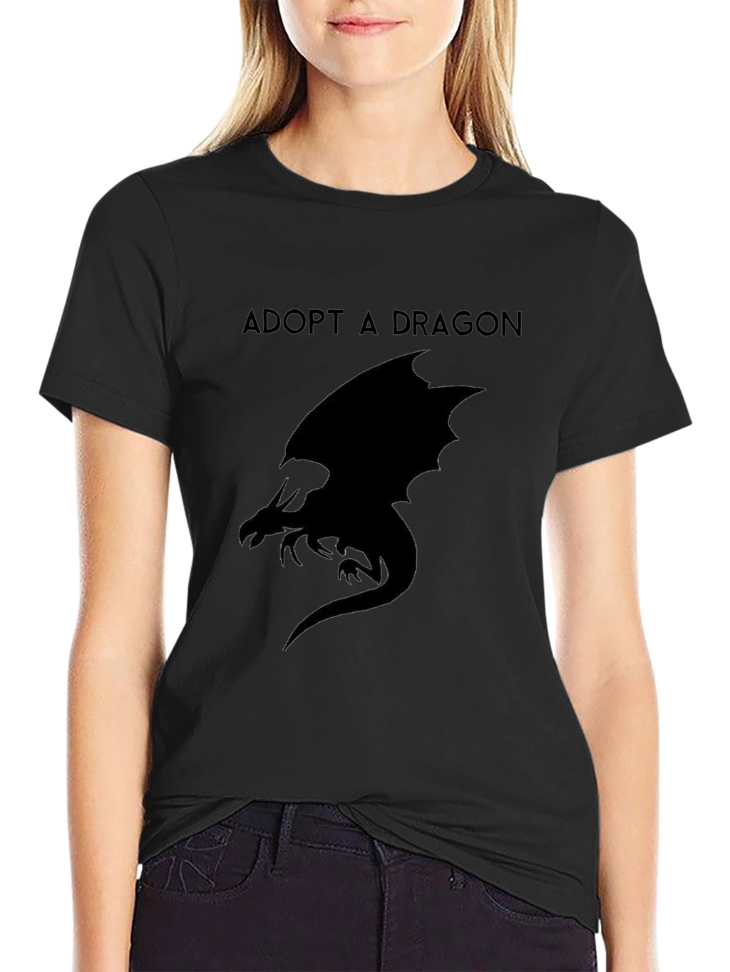 Adopt A Dragon Graphic T-Shirt - Black