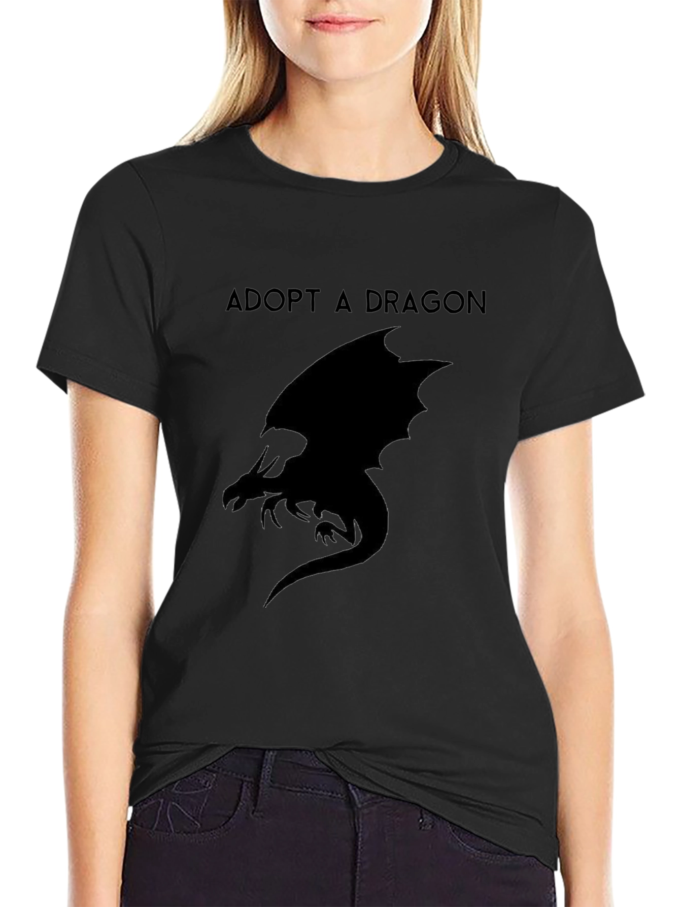 Adopt A Dragon Graphic T-Shirt - Black