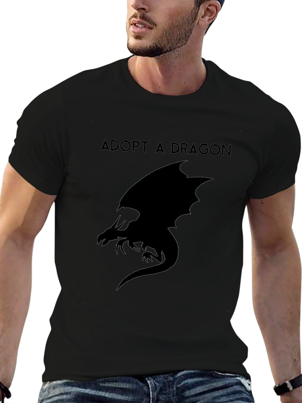 Adopt A Dragon Graphic T-Shirt - Black