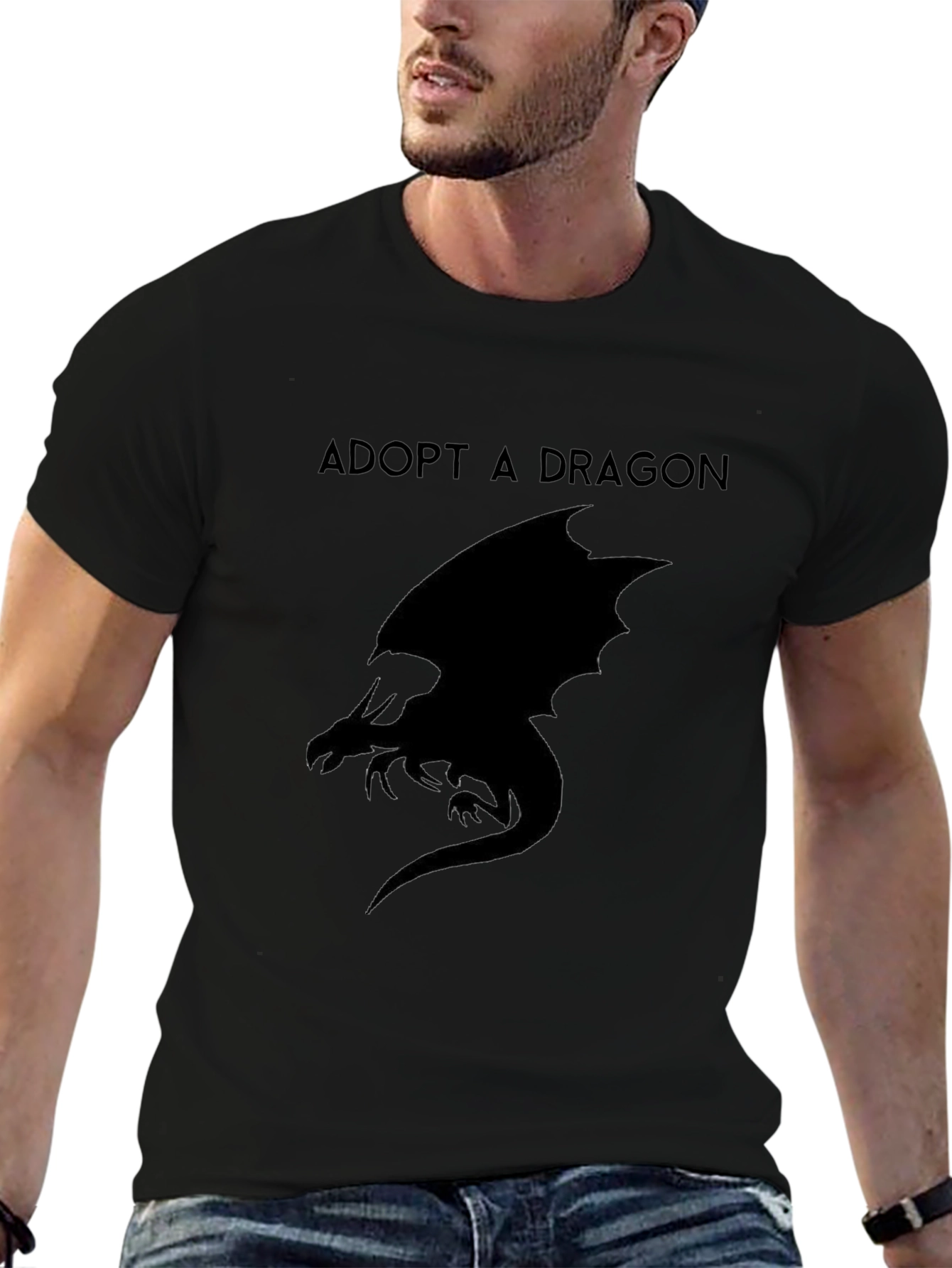 Adopt A Dragon Graphic T-Shirt - Black